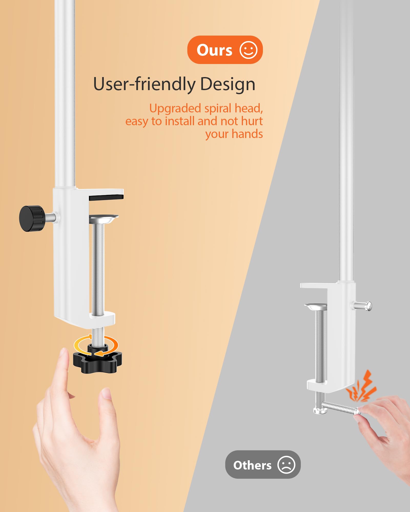 Clamp Desk Lamp With Adjustable Brightness, Eye-Caring Led, Rotatable Head, Usb Powered, Space-Saving Design For Office, Reading