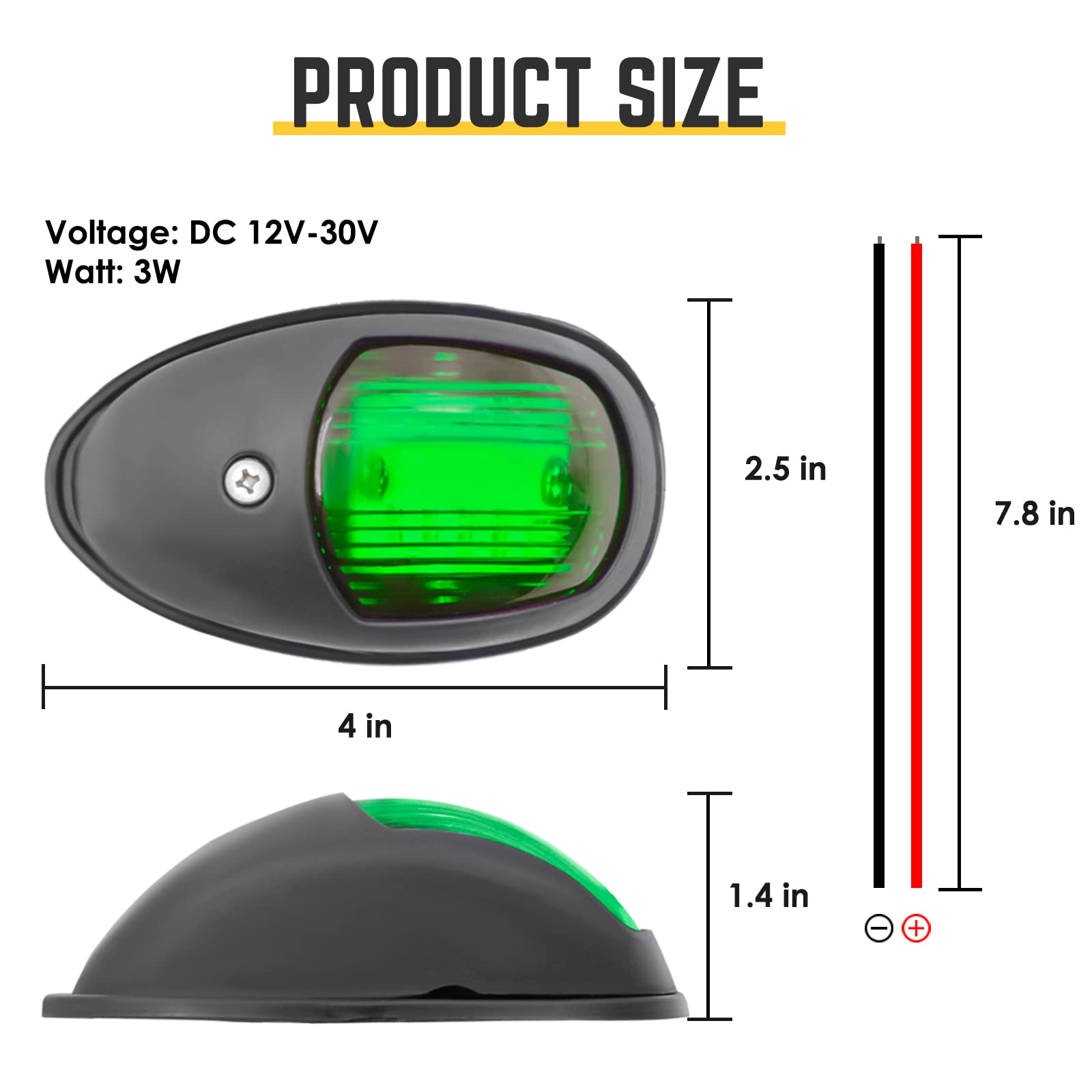 Acelane LED Boat Bow & Sidelights - Red & Green, 12V IP65 Waterproof for Marine, Pontoon, Skeeter, Power & Fishing Boats