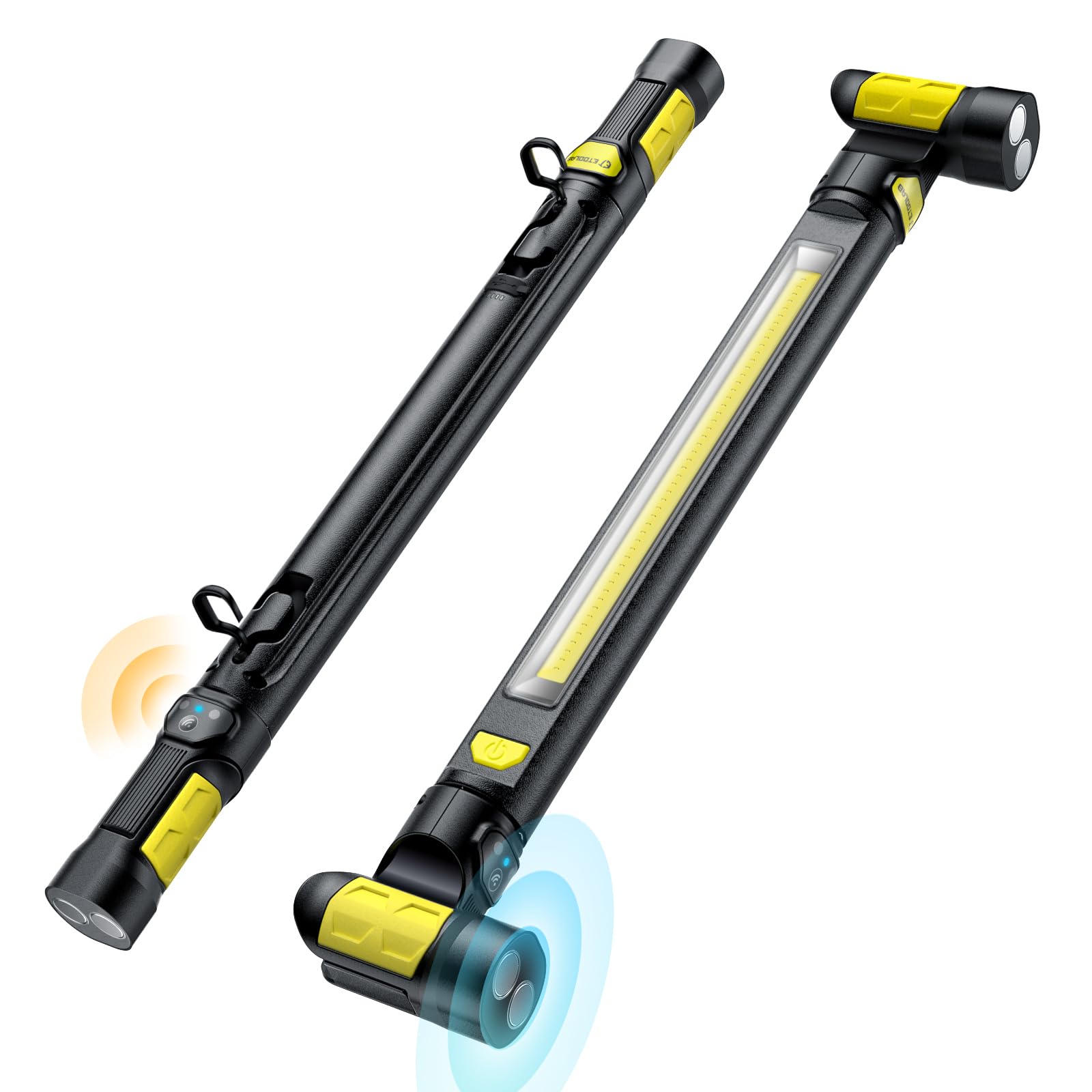 Work Light?AUTO ON/Off? 3000LM LED Magnetic Work Light bar 5200mAh Under Hood Work Light with Hooks, Portable Magnetic Rechargea