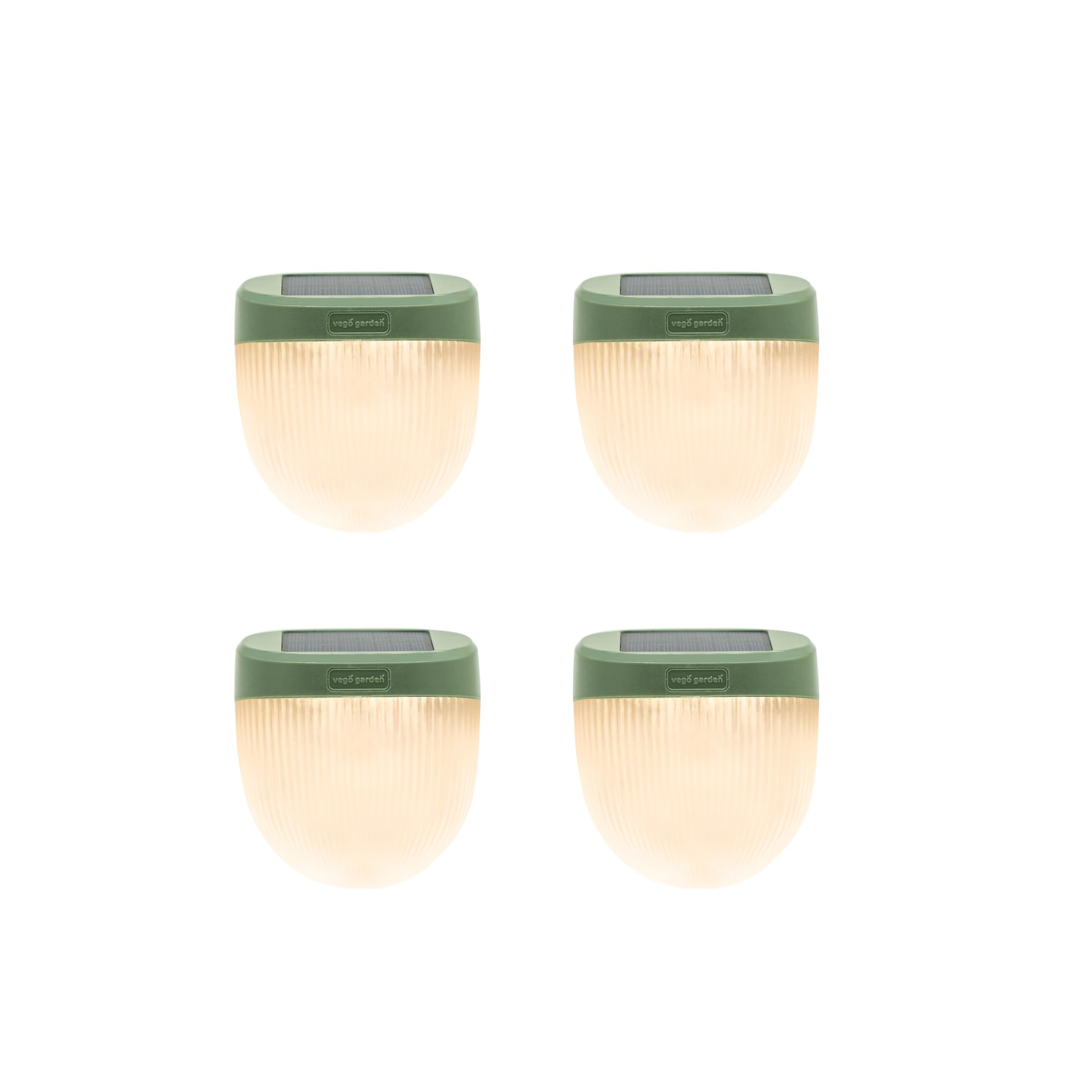Vego garden Solar Garden Lights, IPX4 Waterproof, 4 Pack, Rippled-Olive Green, Model VSGLPG-2