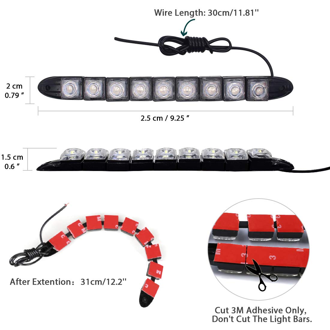 Acelane LED Navigation Lights for Boats, IP67 Waterproof, Green & Red Strip Lights for Bow Side Port Starboard