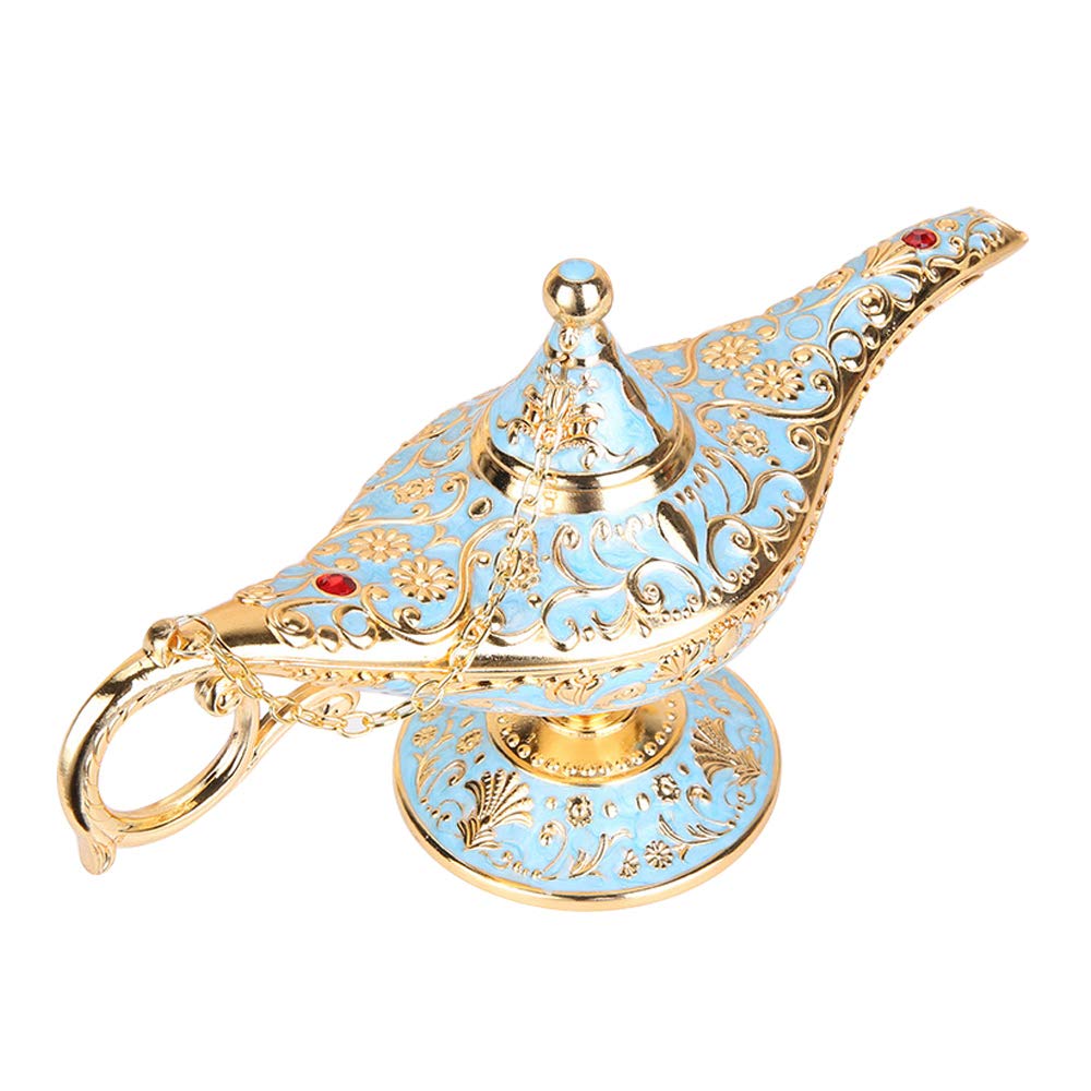 ANQIA Vintage Aladdin Genie Lamp - Zinc Alloy Table Decoration & Gift - Light Blue