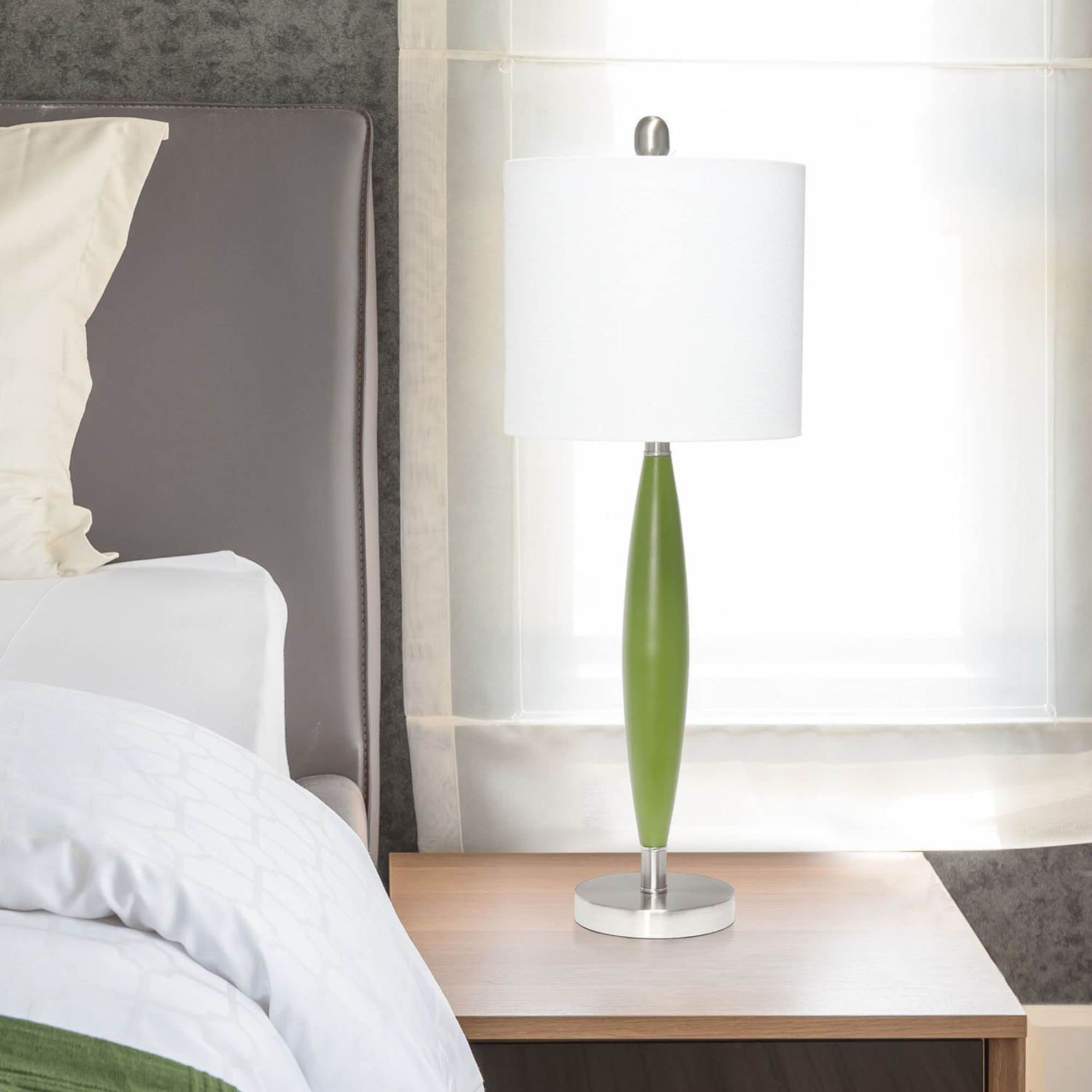 Lalia Home Contemporary Stylus Table Lamp With White Fabric Shade - Green