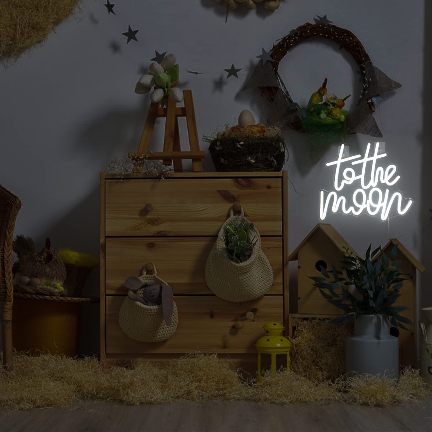 Looklight To The Moon Neon Sign - Usb Powered Led Wall Decor For Bedroom & Parties