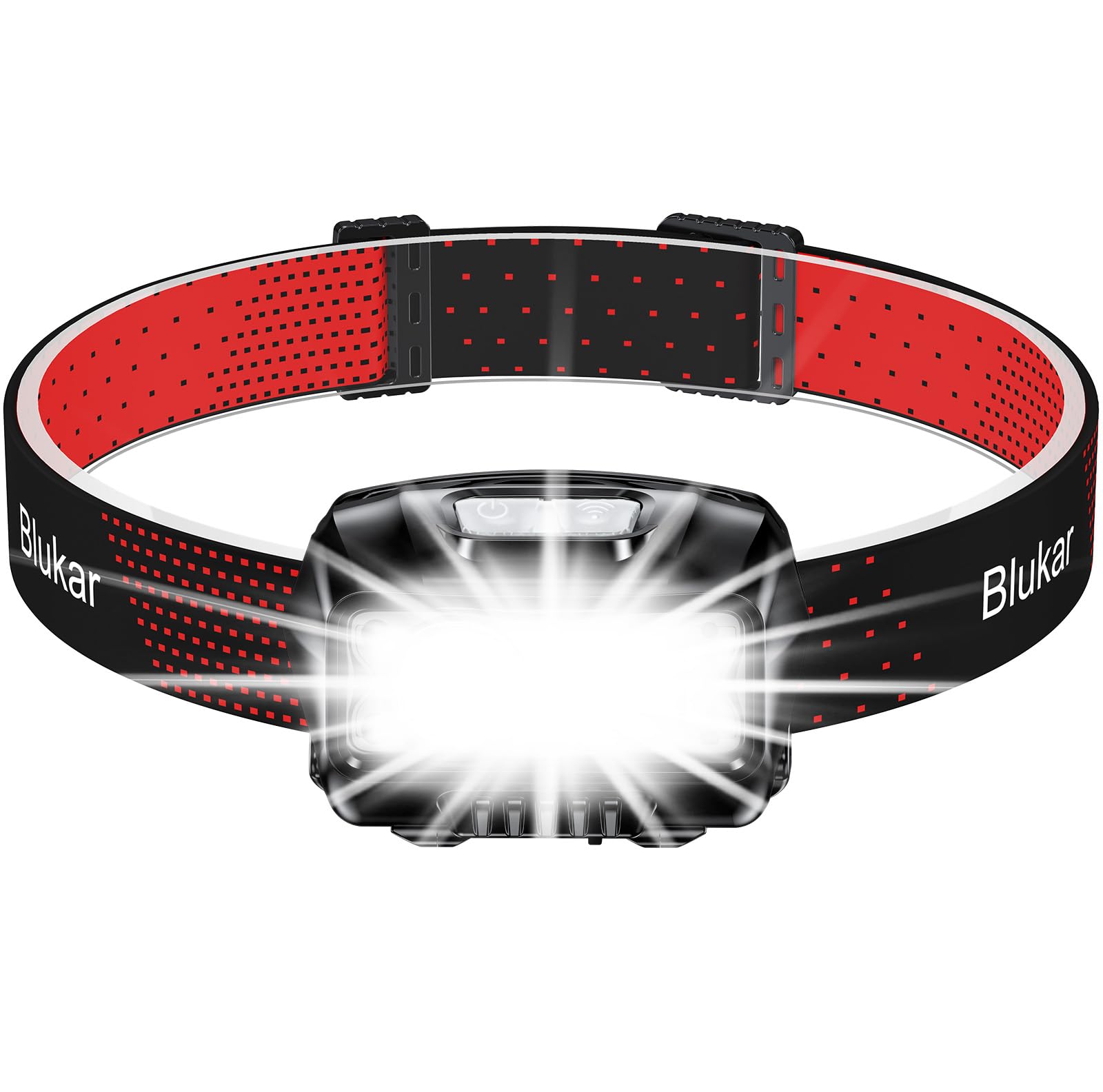 Blukar LED Headlamp Rechargeable 2000L High Lumen Super Bright Dimmable Headlight Flashlight with Motion Sensor- 8 Modes Spotlight&Floodlight IPX5 Waterproof for Camping Hiking Running Fishing