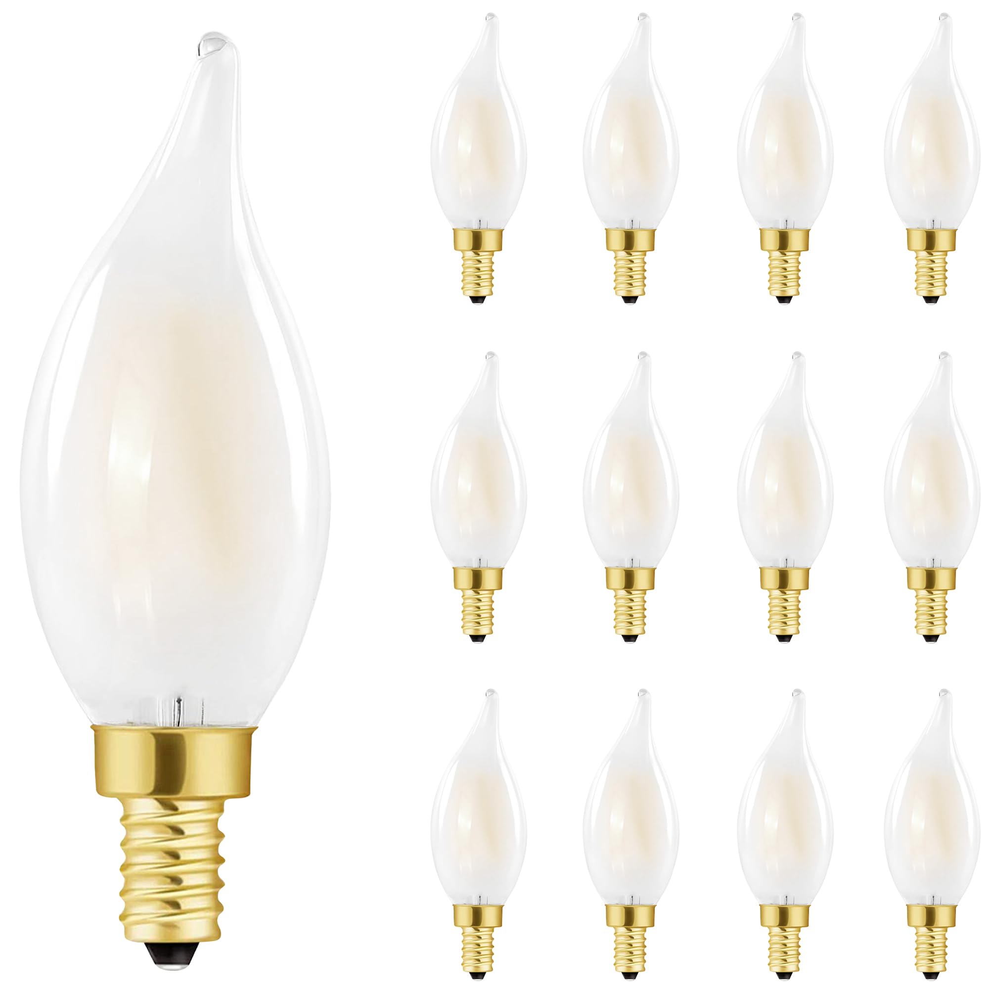 Homosum Led Frosted Candelabra Light Bulbs, 4W Equivalent 40W, Soft White 3000K,E12 Candle Base,400Lm,Ac120V,Dimmable Chandelier