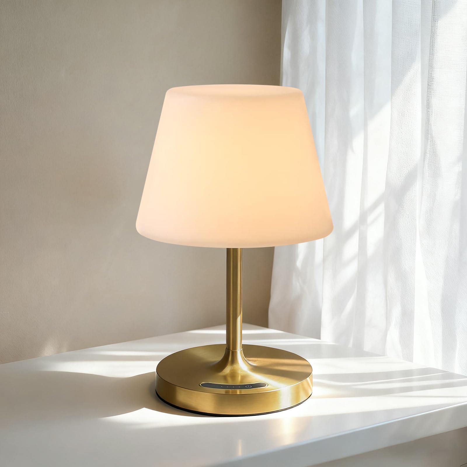 Gileolant Cordless Touch Table Lamp, 4000mAh Rechargeable Small Desk Lamp with 3 Color Temperatures & Stepless Dimming, Portable
