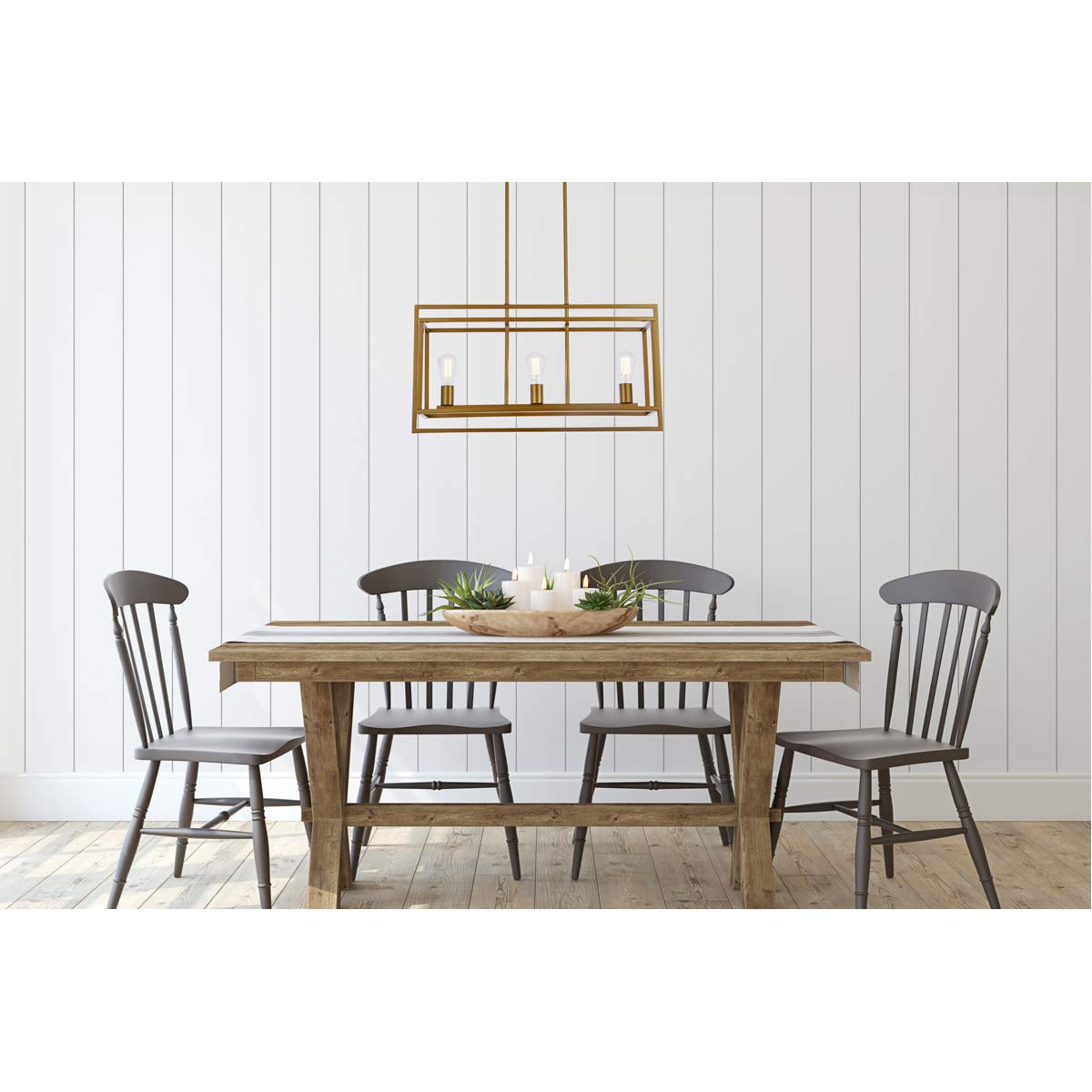 Living District Voir 3-Light Mid-Century Metal Pendant in Brass
