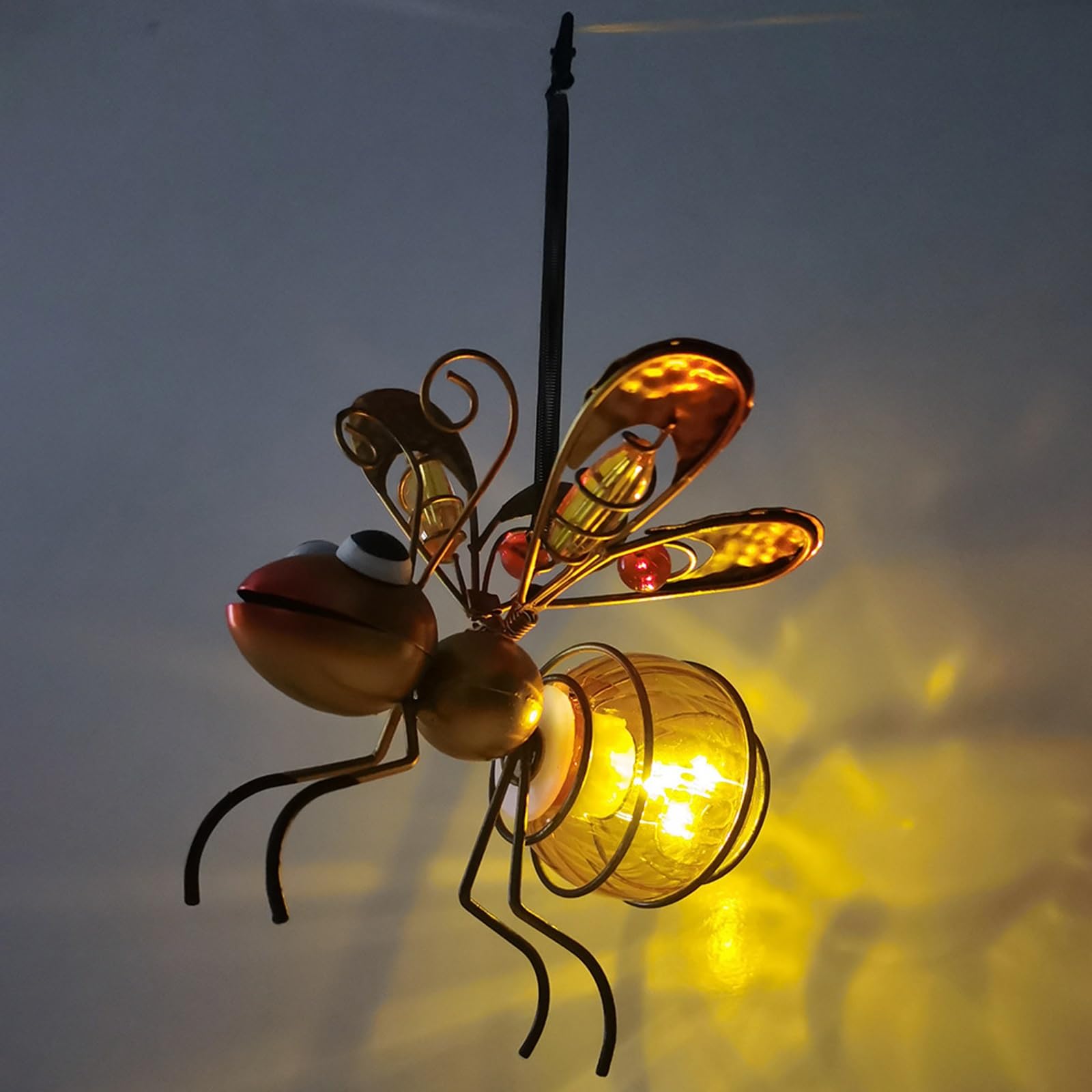 Whbbbj Solar Lantern Garden Decor, LED Dragonfly, Waterproof, One Size, Yellow