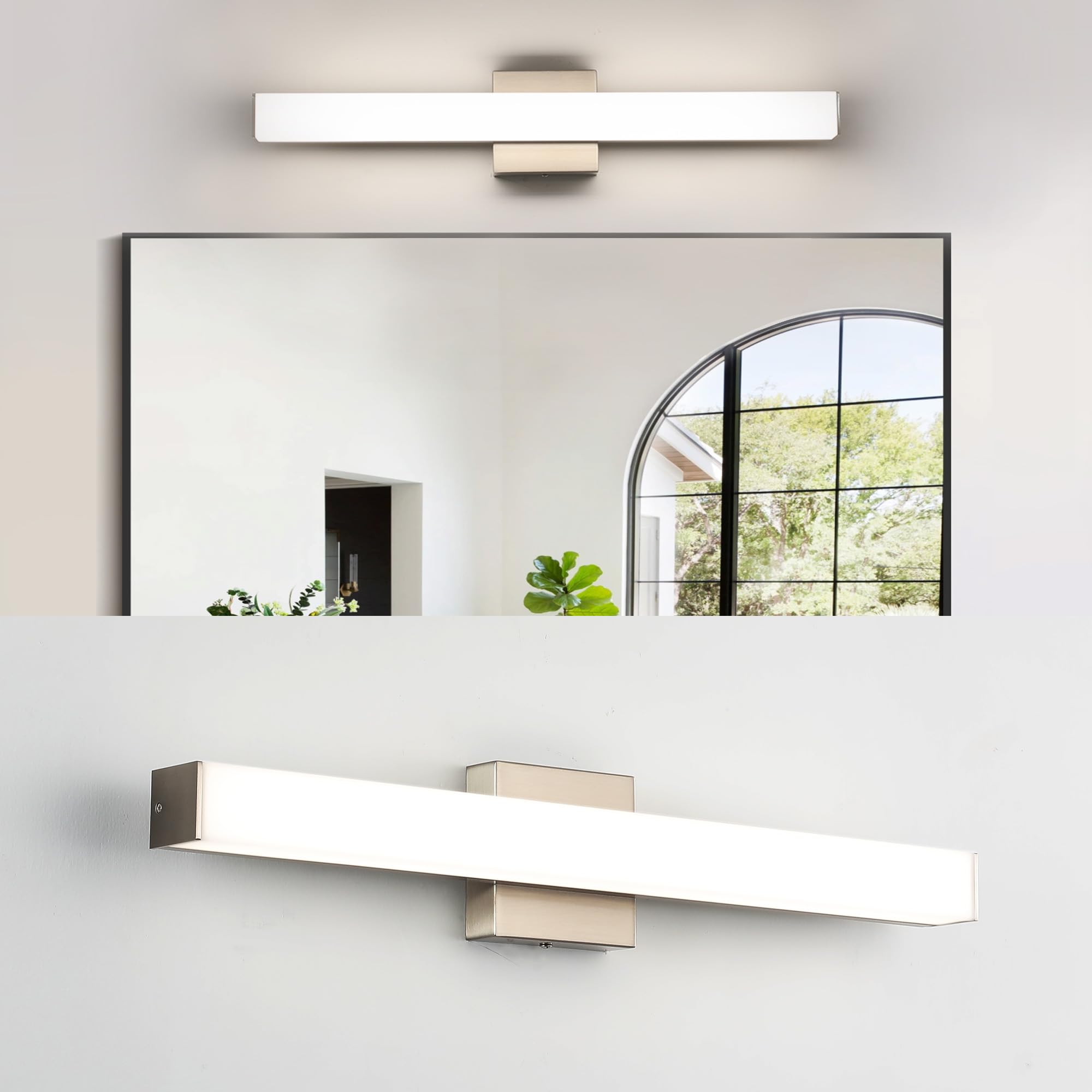 YHTlaeh Bathroom Vanity Light Brushed Nickel LED 24 Inch 14W 4000K Dimmable Wall Bar Fixture Model 7610