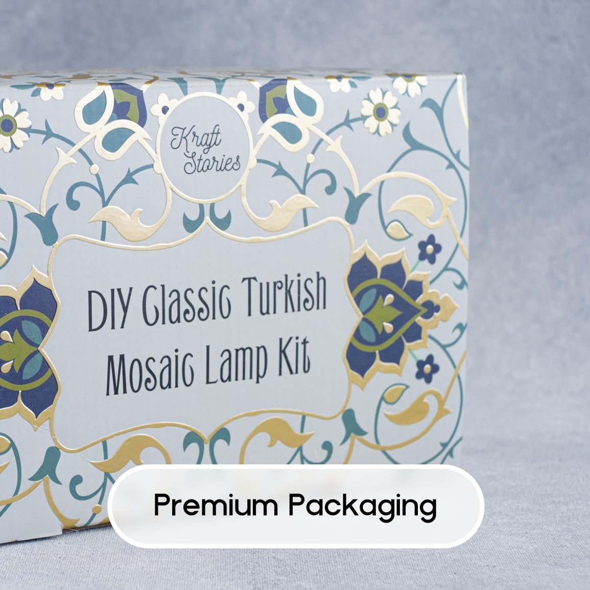KRAFTSTORIES Turkish Mosaic Lamp Kit DIY Glass Night Light, 11 inches, Antique Bronze Base, Christmas