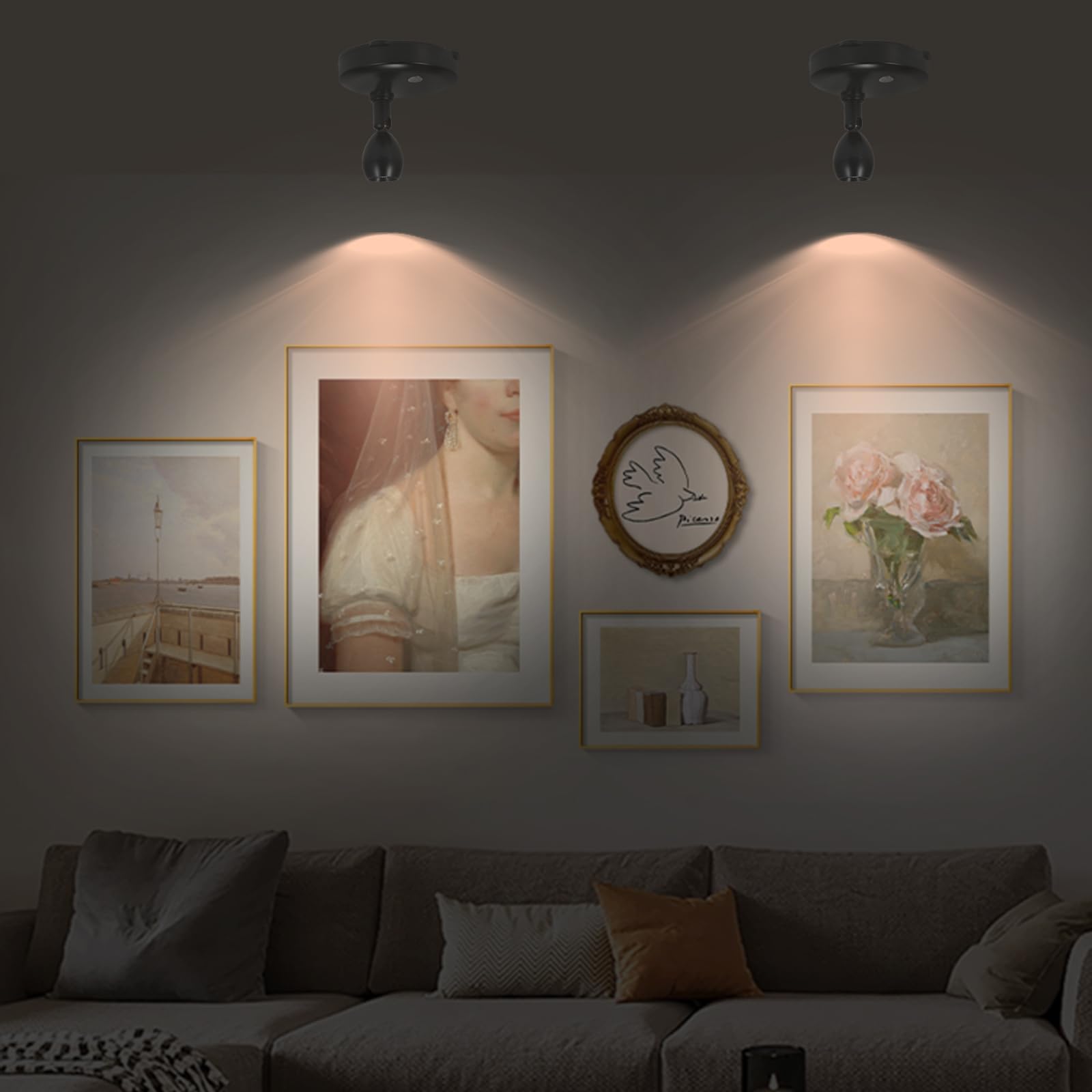 Kanesiki Cordless Spotlight Battery Operated, Rgb Uplights With Remote And Timer, Led Indoor Plant Light, Dimmable Tree Accent L