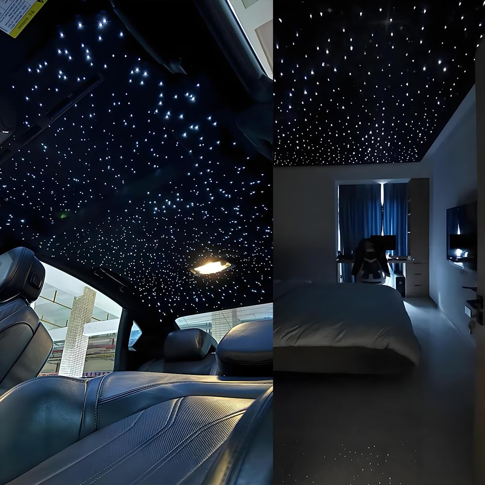 AKEPO Fibre Optic Star Ceiling Light Kit, RGBW Music Control, 550pcs Fiber Cable 13.1ft, Multicolor, Aluminum