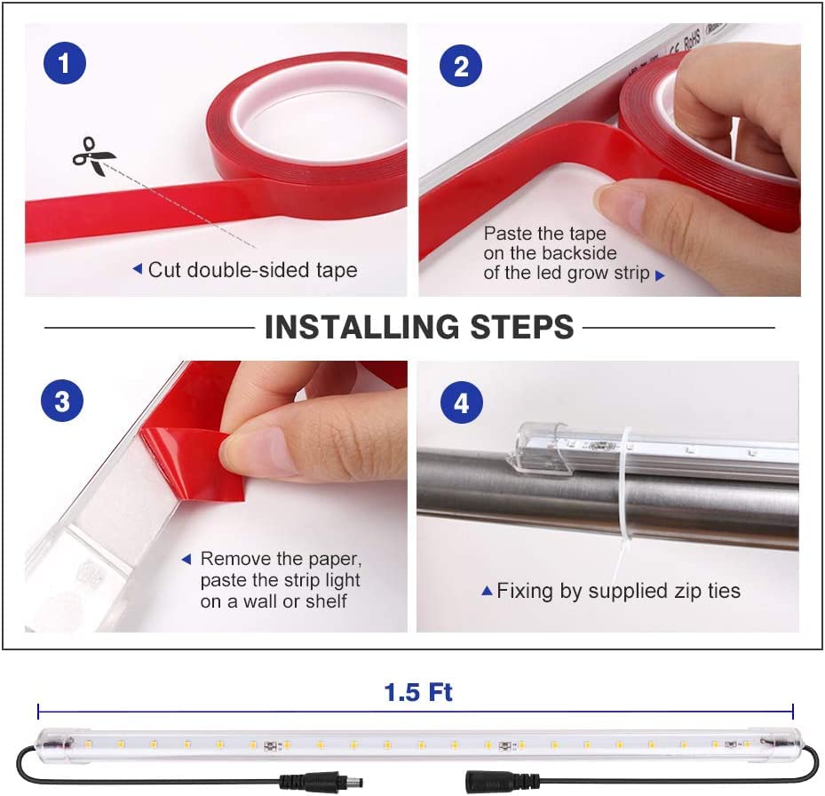 Plant Grow Light 6 Packs T5&Full Spectrum 3500K 6500K&Red Led With Auto Cycle Timer 3/6/12Hours Dual Channel 4 Brightness Level