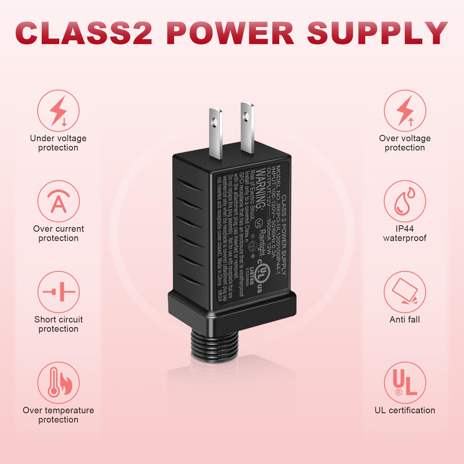 TORLISTAR 24V 6W Waterproof Power Supply Adapter, Class 2, 120V to 24V, Ideal for LED Strips & Christmas Lights, 2 Pack