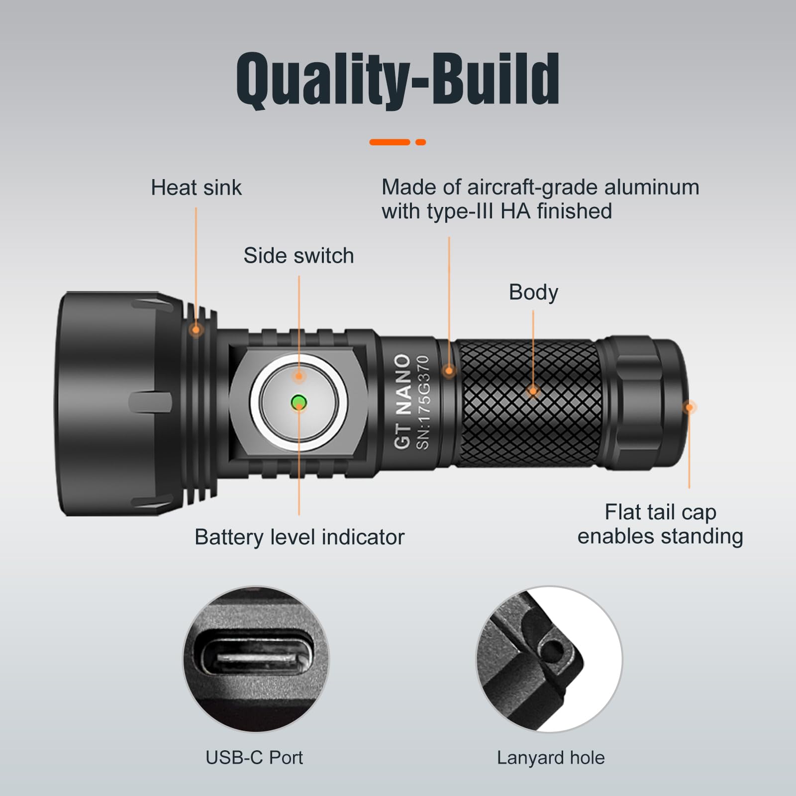 Lumintop Gt Nano Keychain Flashlight 450 Lumens Mini Flashlight 300 Meters Beam Distance Single 10180 Li-Ion Battery (Included)