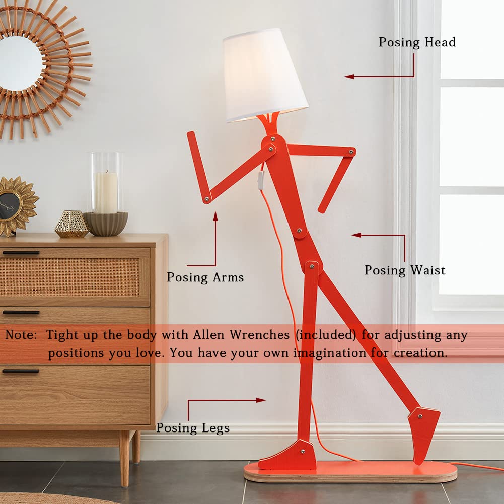 Hroome Cool Tall Floor Lamp For Bedroom & Living Room - Unique Corner Decorative Reading Wood Standing Light Creative Swing Arm