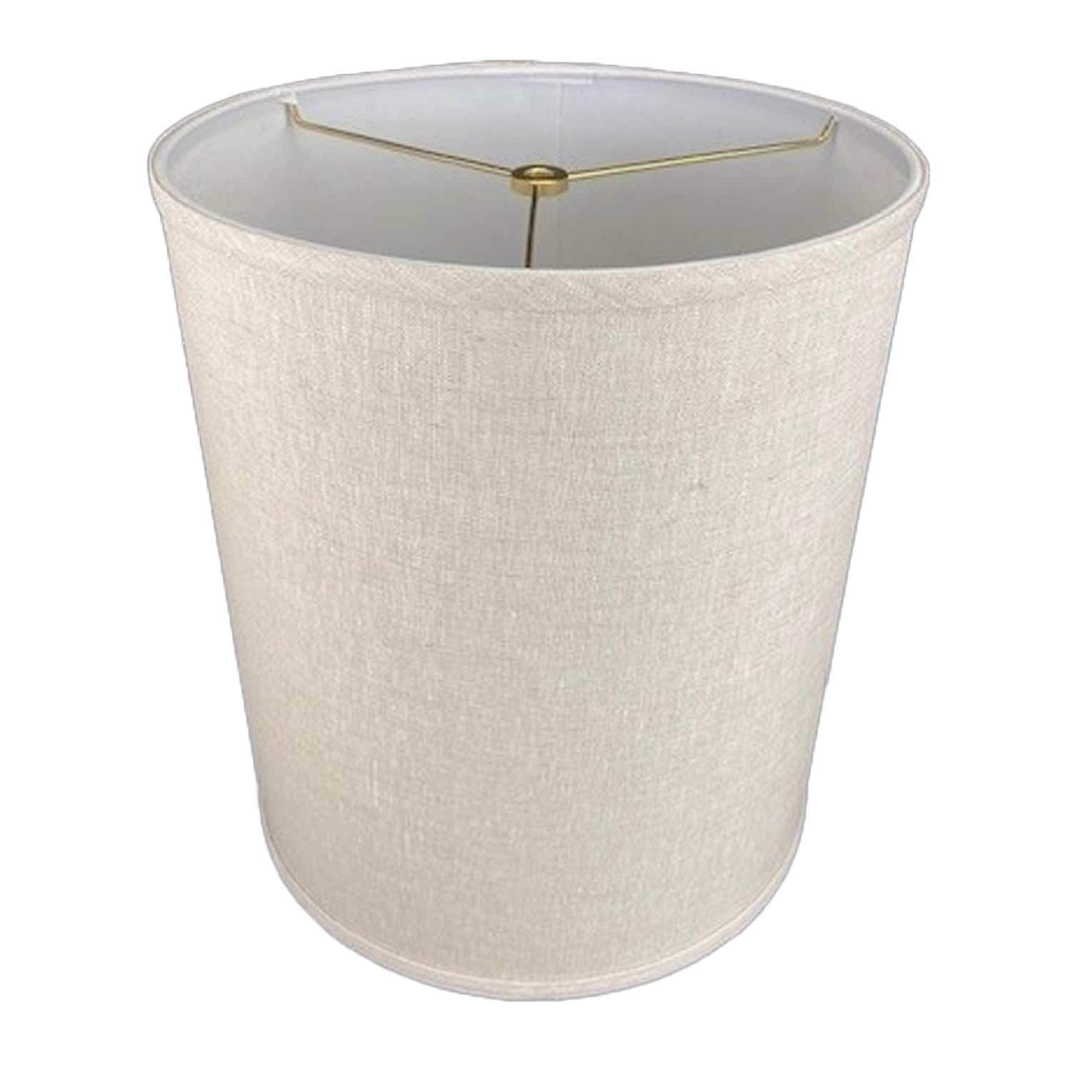 FenchelShades.com Fabric Drum Lampshade, 12in Top/Bottom Diameter, 14in Height, Designer Linen Oatmeal, Model 12-12-14-WBR-P