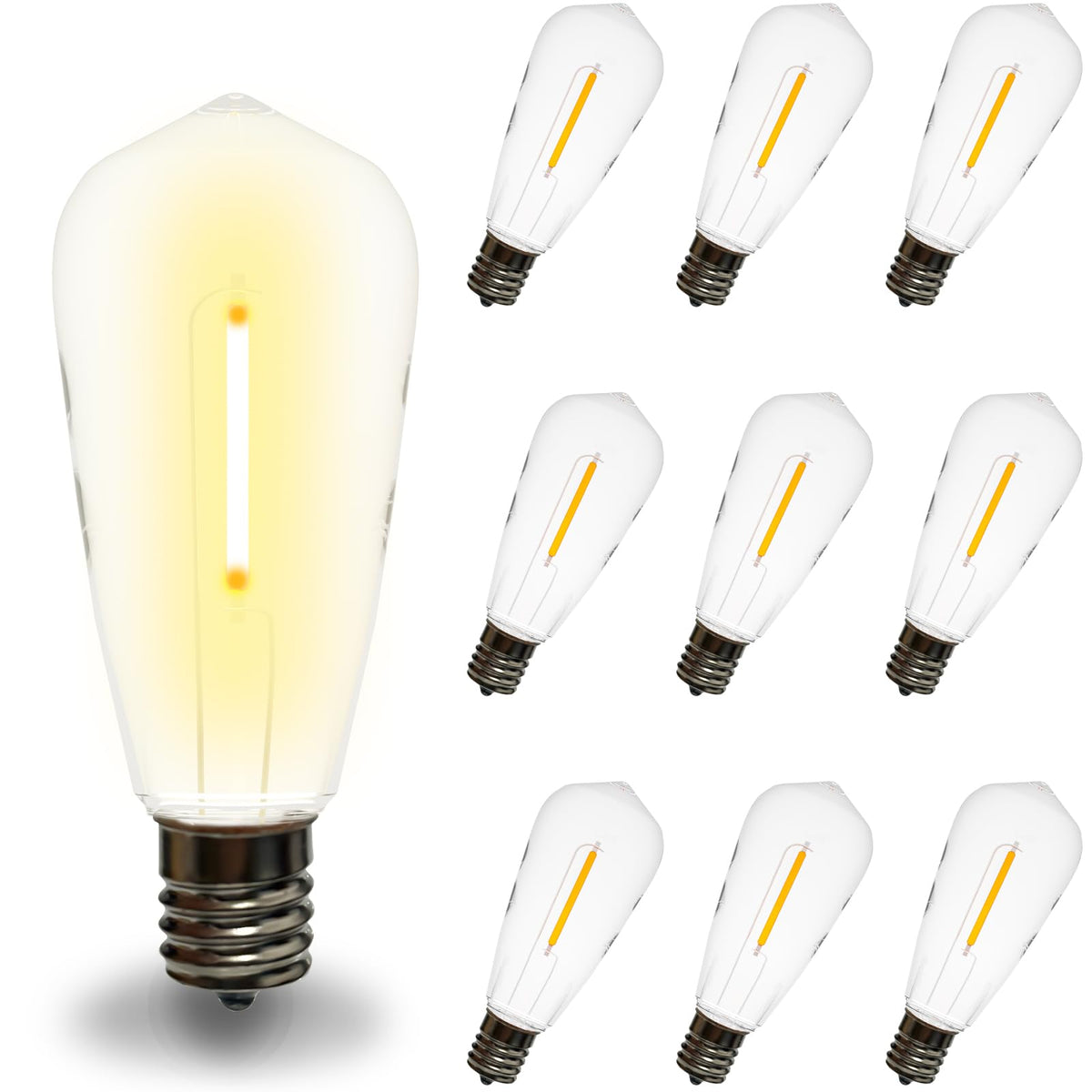 10 Pack E17 Led Bulb Vintage Edison String Light Bulbs Replacement,0.6W Dimmable E17 Screw Base St40 Clear Replacement Bulbs For