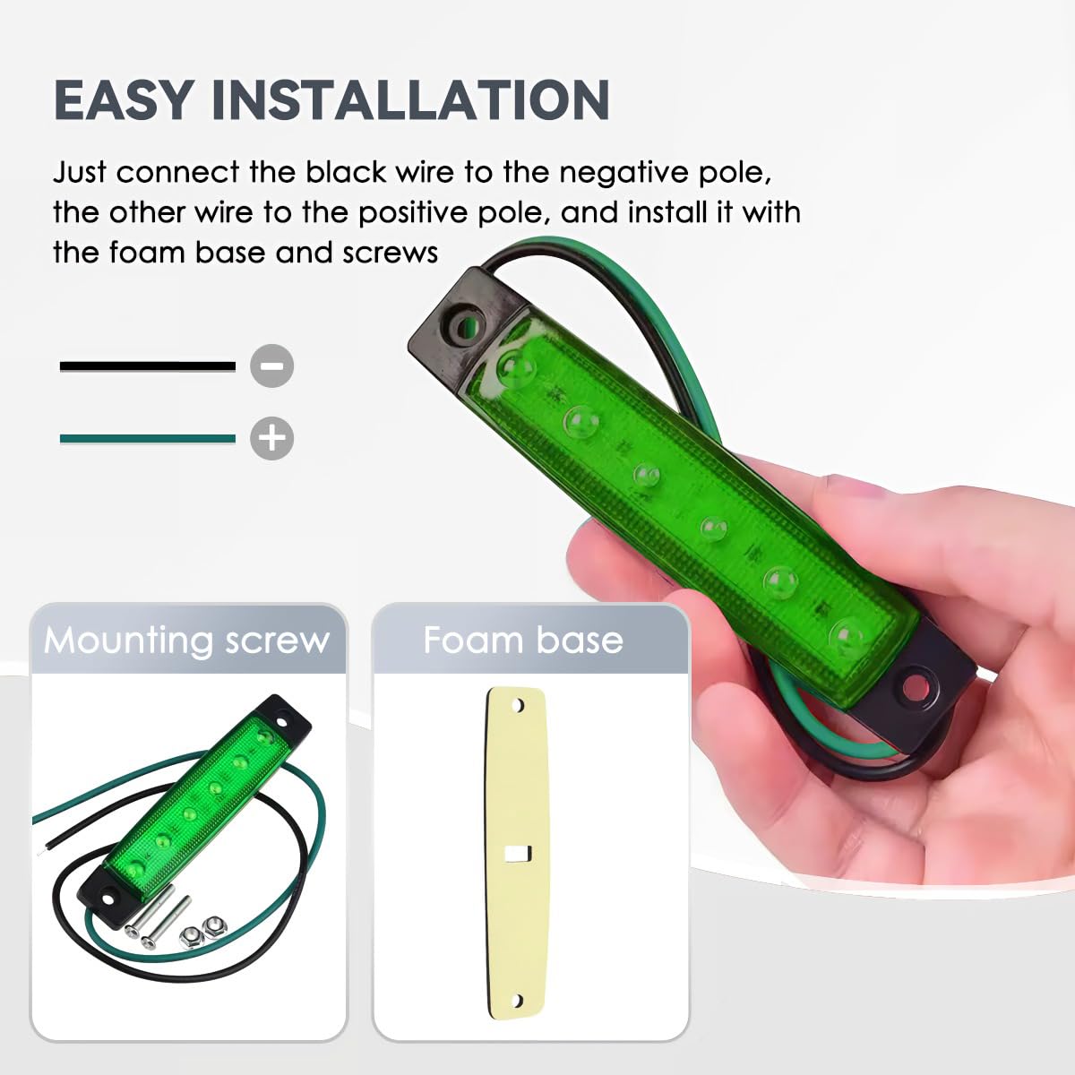TZnponr Marine Boat Lights - 10PCS Green 12V Waterproof Cockpit Navigation Lighting for Yacht, Fishing, Sailboat, Kayak, Pontoon Boat