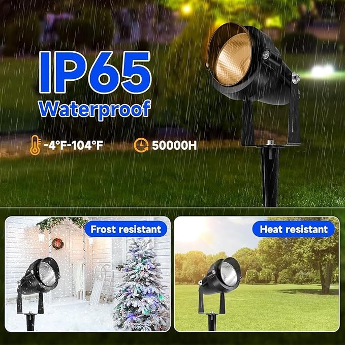 Yoosuml Warm White Spotlights, Outdoor Yard Spot Lights 3000K 120V 10W Ip65 Waterproof Metal Case Landscape Light With Spiked St