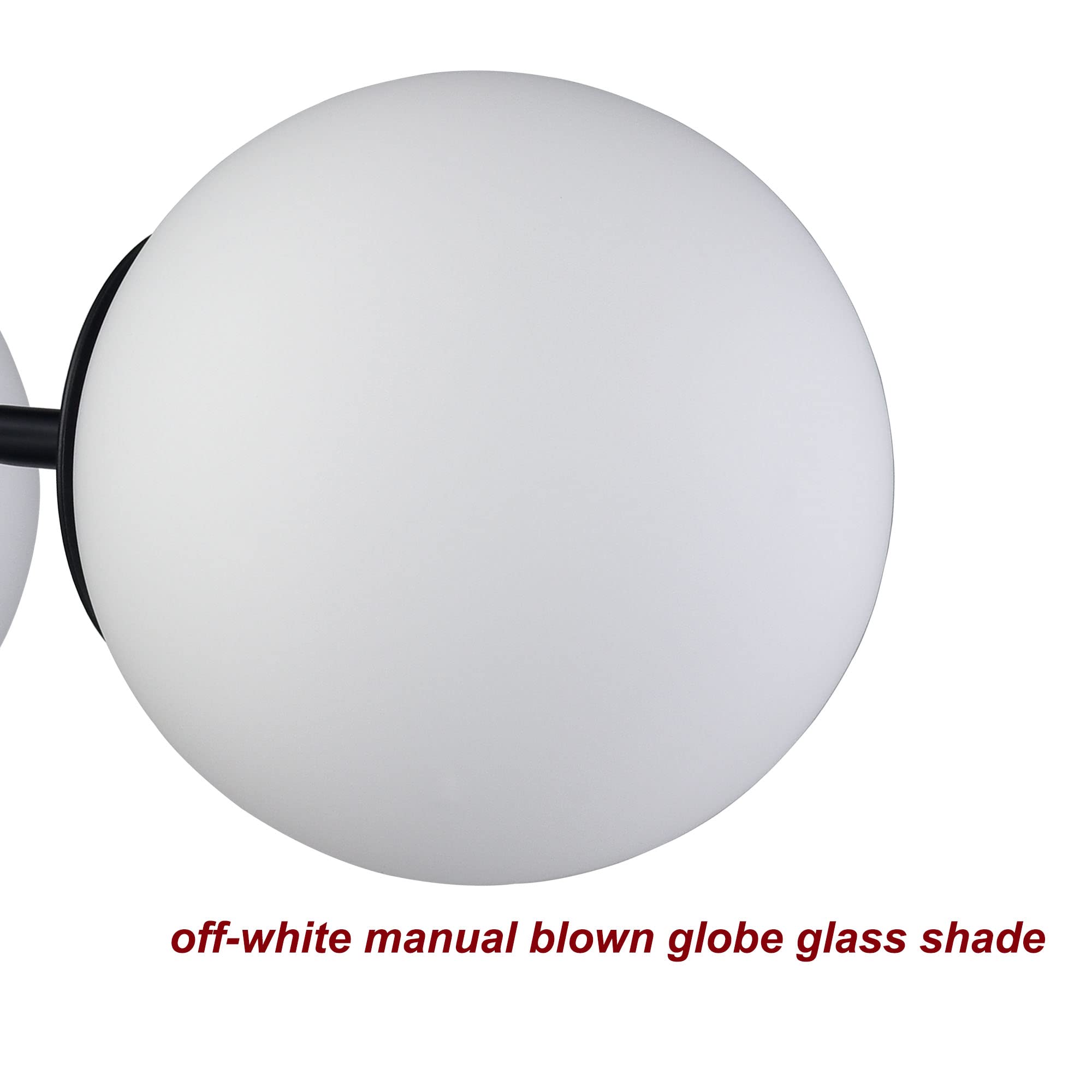 Shawnkey 3-Light Black Metal Semi Flush Mount Ceiling Light With White Globe Shade