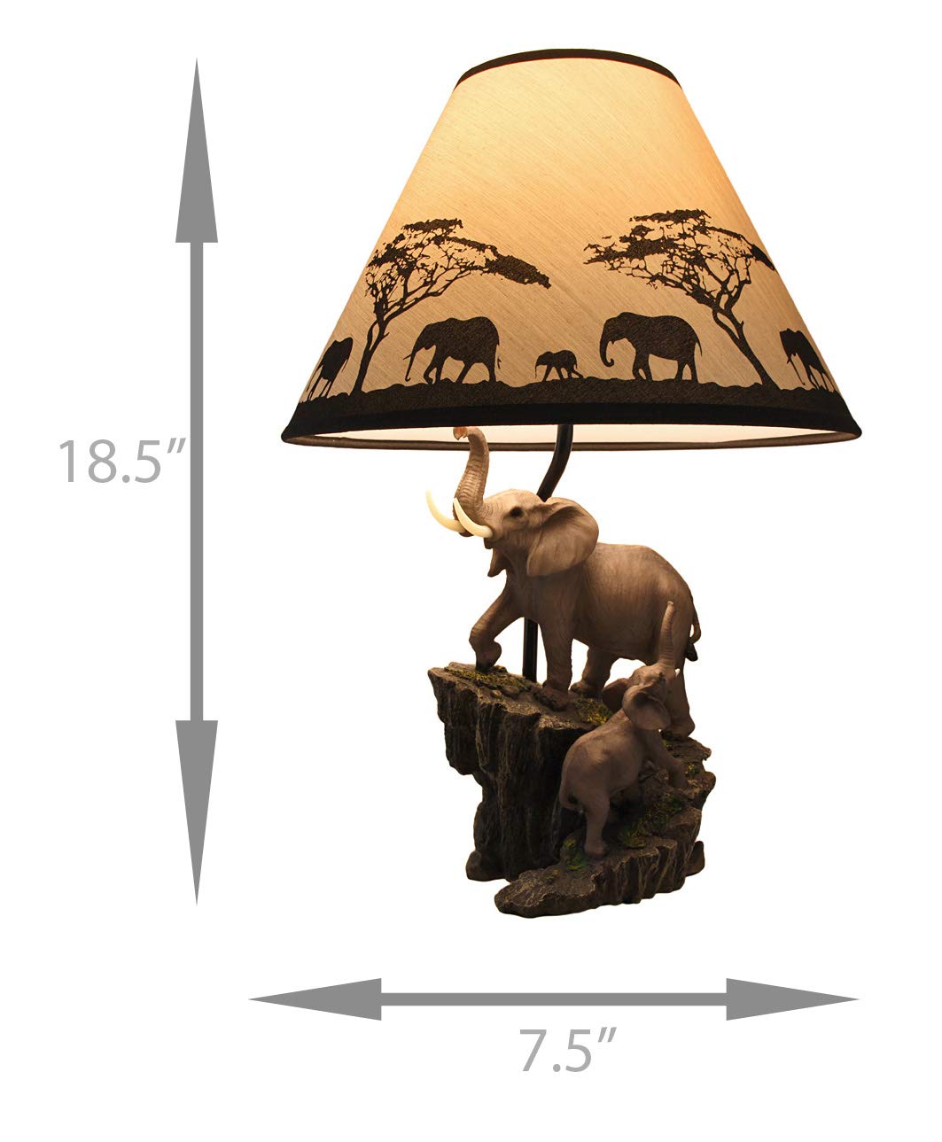 Zeckos Sculptural Table Lamp with Decorative Shade, Gray, 18.5 x 7.5 x 6 Inch, Model HD42934, Resin Material