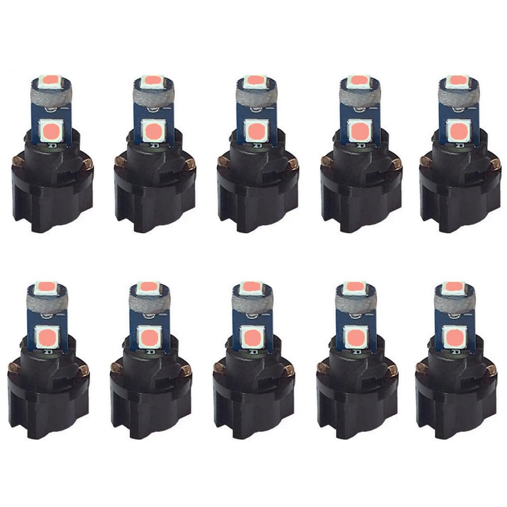 Blyilyb 10-Pack Pink T5 2721 37 74 Wedge Led Bulb Pc74 Twist Sockets Replacement Dash Dashboard Lights Instrument Panel Cluster