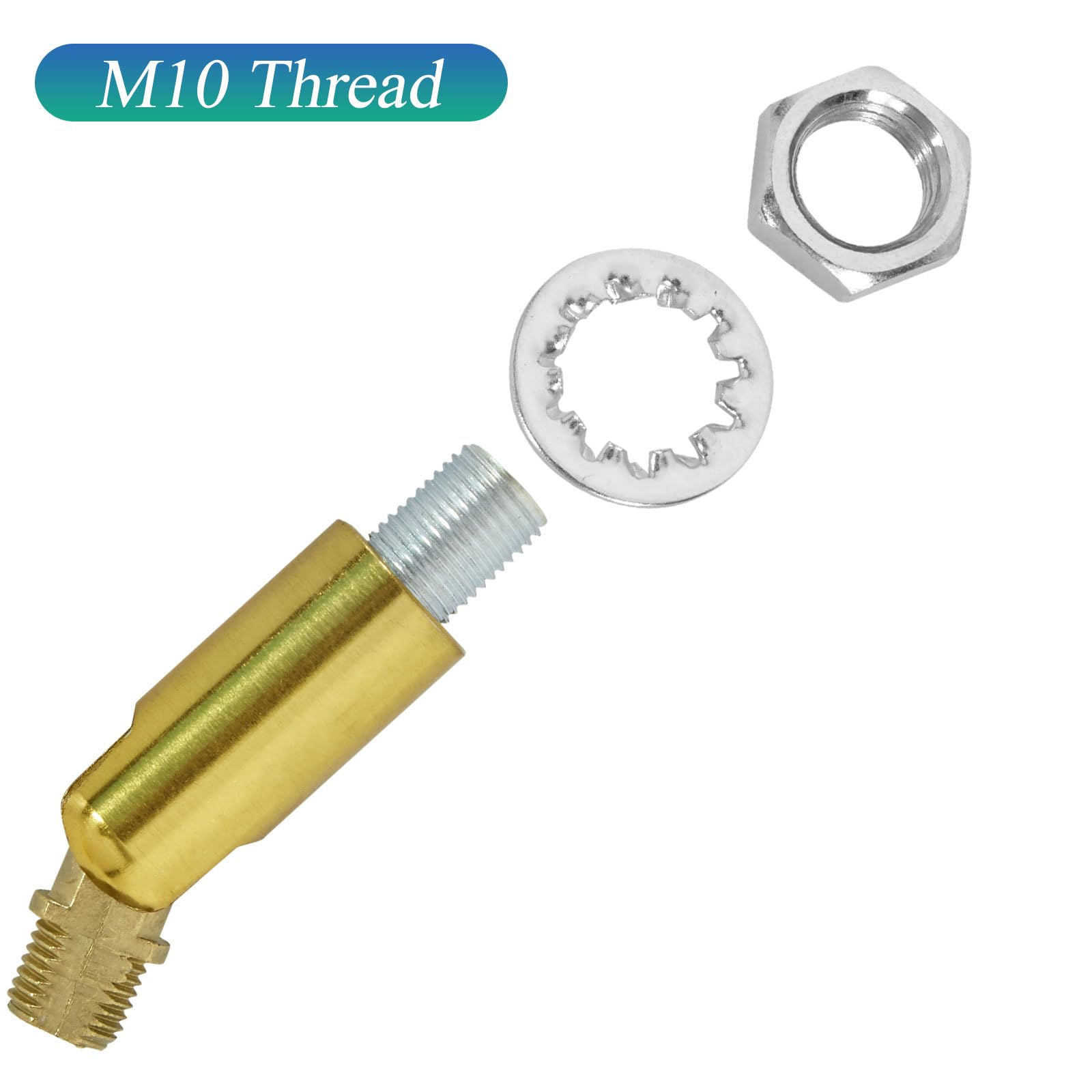 Shengqingtop M10 Threaded Extension Rod With Sloped Ceiling Adapter Kits For Pendant Light, Island Lighting, Brass