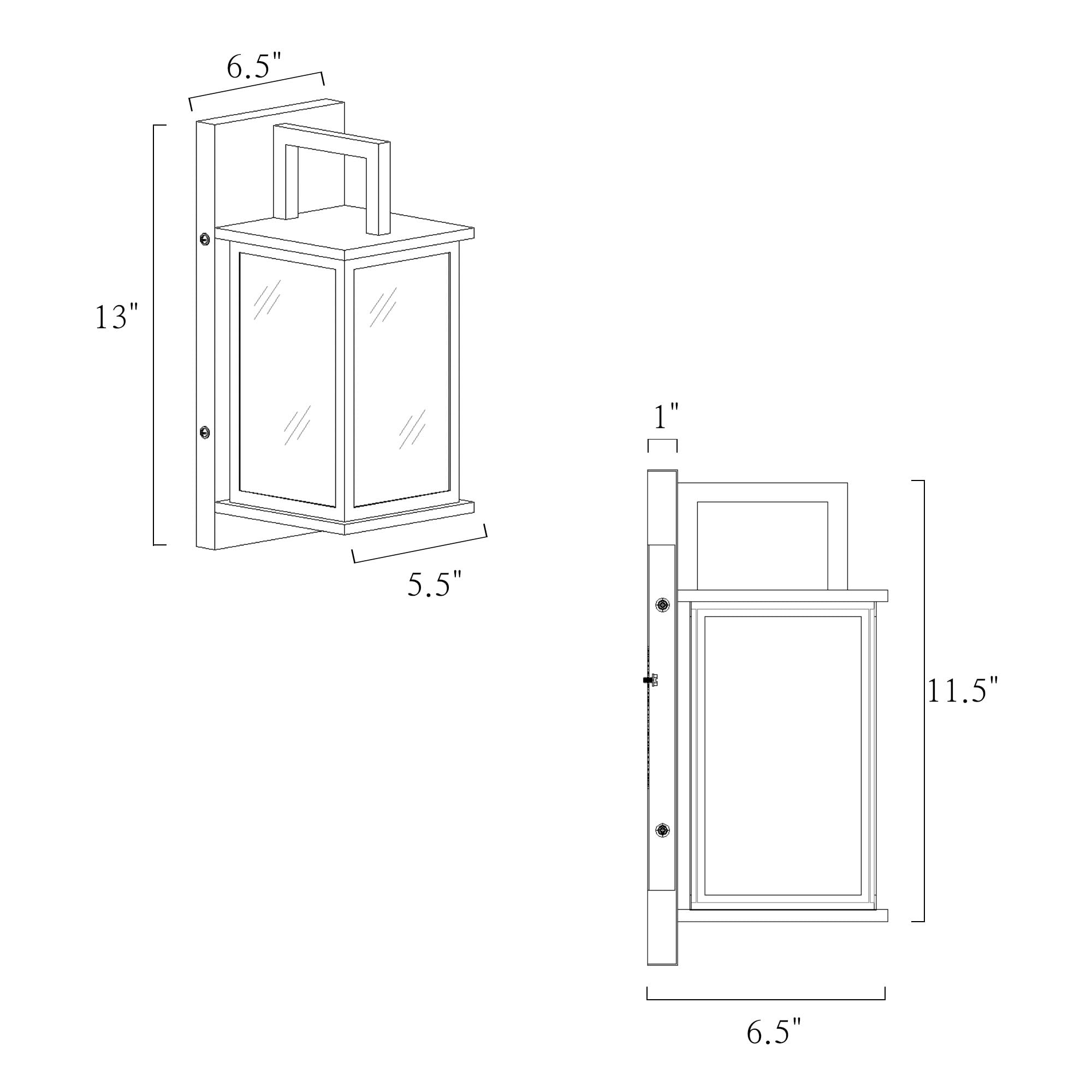 Gepow Black And Gold Outdoor Wall Lights, Modern Waterproof Sconce With Clear Glass Shade