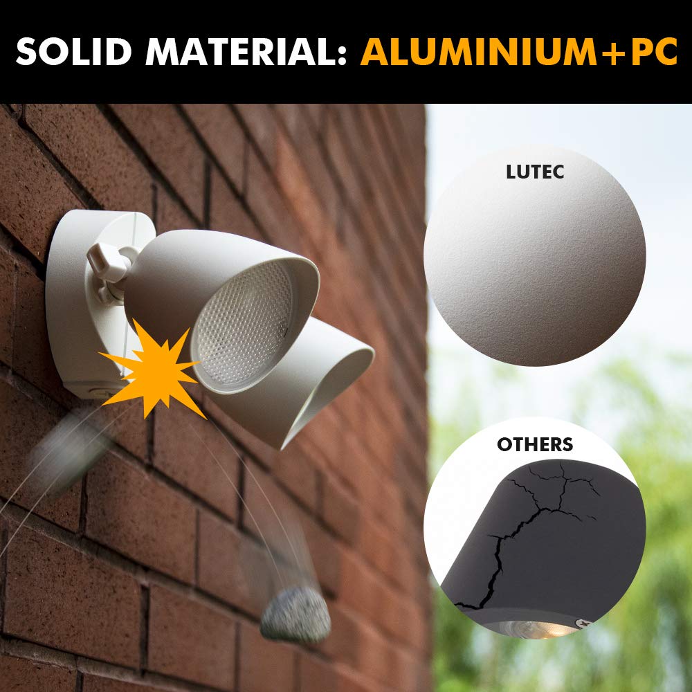 LUTEC Dual-Head LED Floodlight 2500 Lumen 32 Watt Waterproof Wall Light Model 6222W White