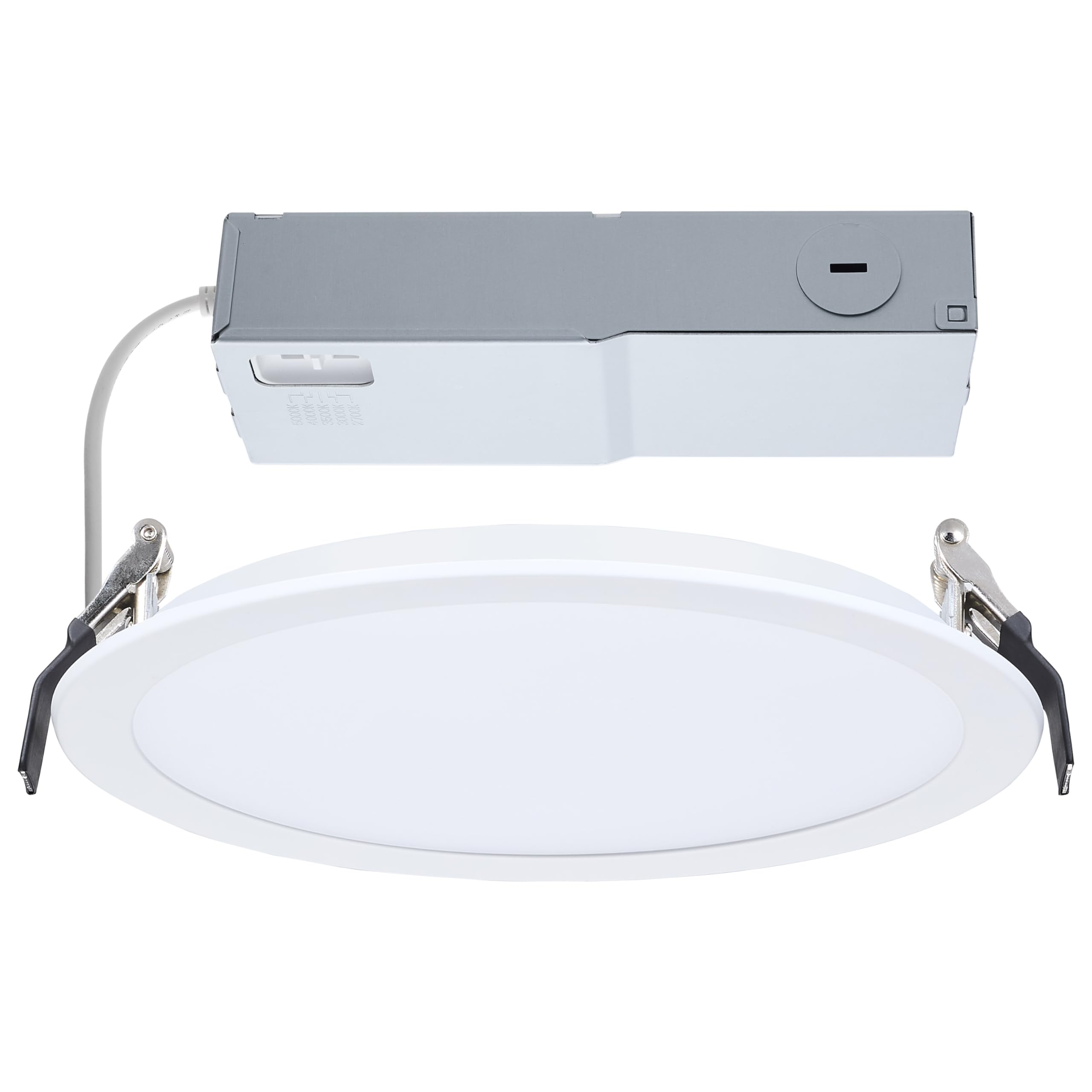 Satco 20W 8-Inch LED Downlight CCT Selectable 2700K-5000K 2000 Lumens Dual Dimming 120-277V Flat Face Round White IC Air Tight E