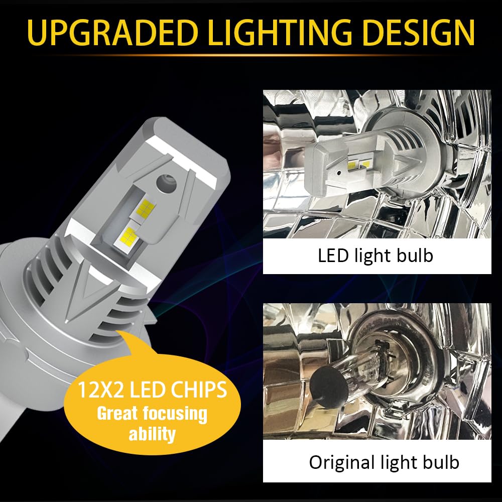 DAYWALKER H4 LED Motorcycle Headlight Bulb, 2500 Lumens, Hi/Lo Beam, 6000K White, Aluminum, H4/9003 (Pack of