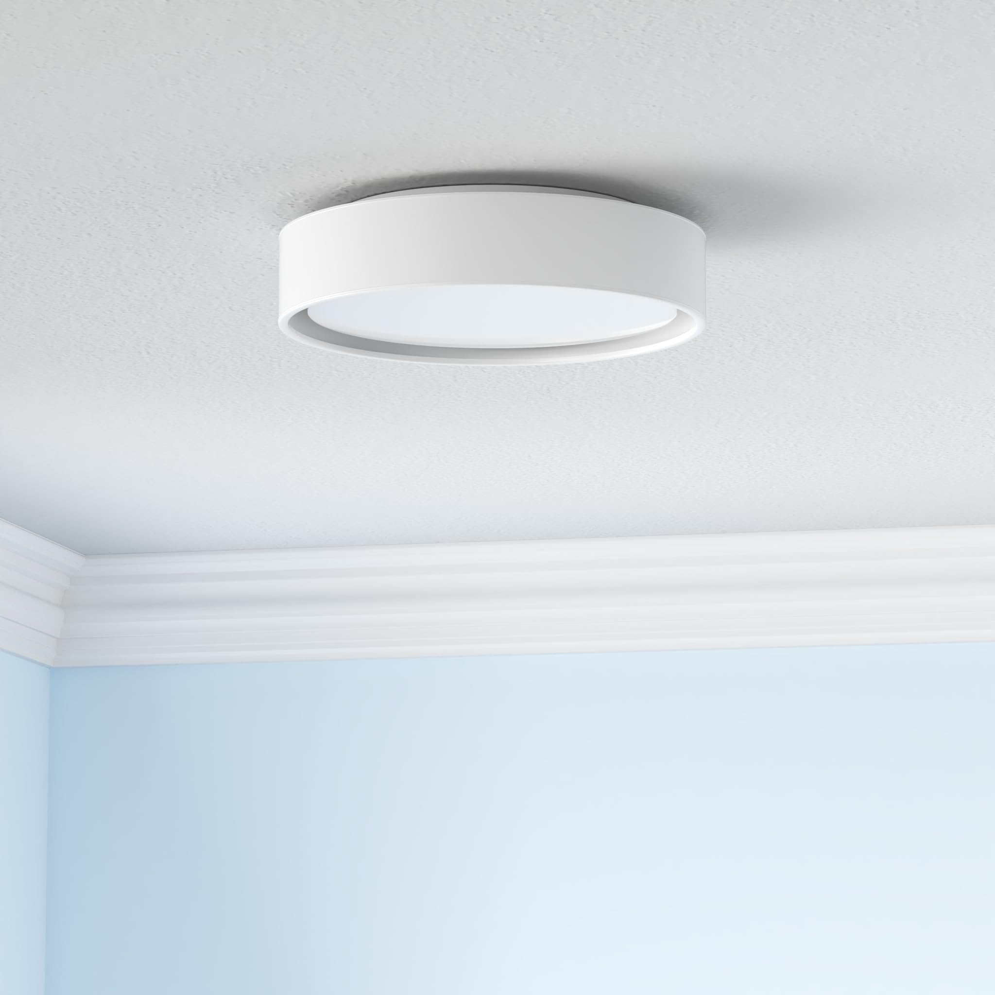 VICNIE LED Flush Mount Ceiling Light 20W 1400 Lumens 14 Inch Dimmable White Acrylic Shade Model XDB-002-20W-1