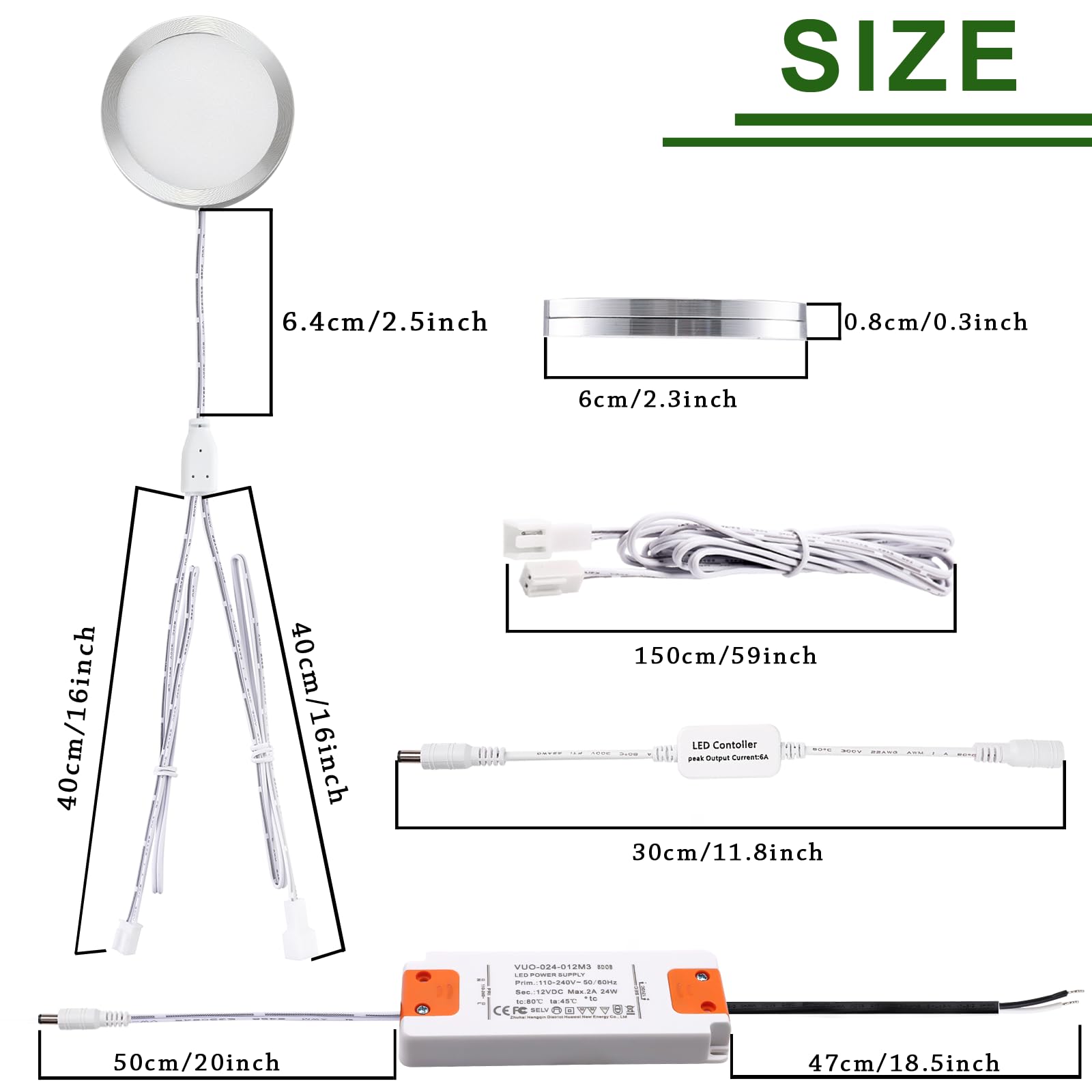 Aiboo Linkable Under Cabinet Led Lighting 12V Dimmable Puck Lights Hardwired With Wireless Rf Remote Control For Kitchen Mood Lighting(8 Lights, Warm White, No Wall Plug)