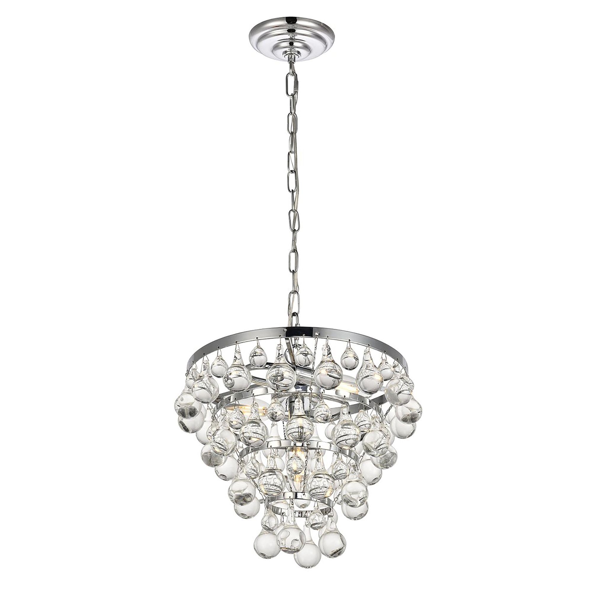Elegant Lighting Living District Indoor Modern Home Decorative Bright Ceiling Kora Collection Pendant D13 H10.9 Lt:3 Chrome Finish