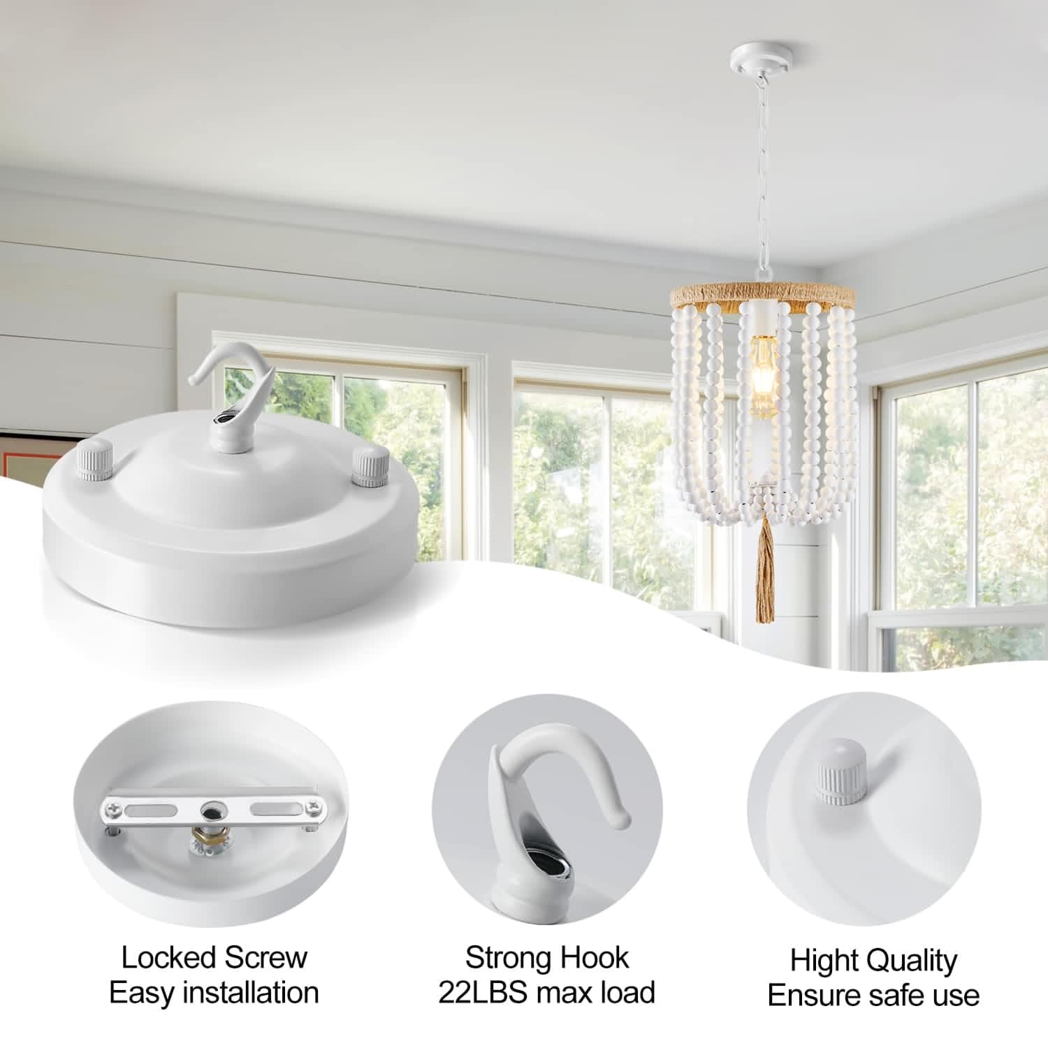 Haultop Light Canopy Kit White, 4.1In Chandelier Canopy With All Mounting Hardware, Chandelier Hook For Pendant Light, Max Load 22Lbs, Chandelier Canopy Kit For Hanging Plants