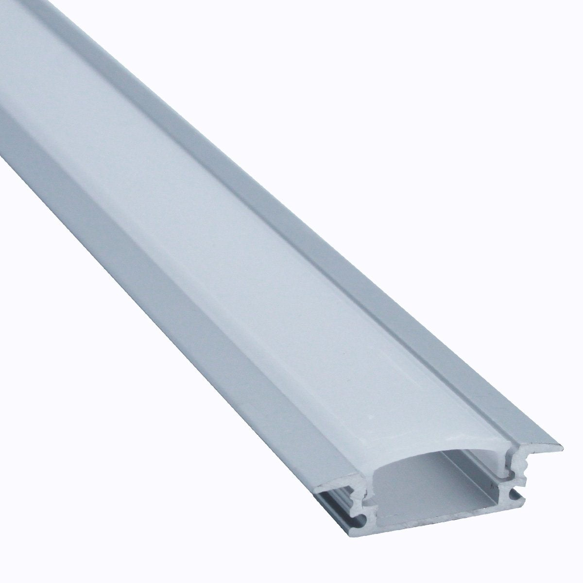 Litever 10 Pack Recessed Aluminum Channels for LED Strips, 1M, Silver, Model LL-007-G, with Frosted Diffused Diffuser and Clamps