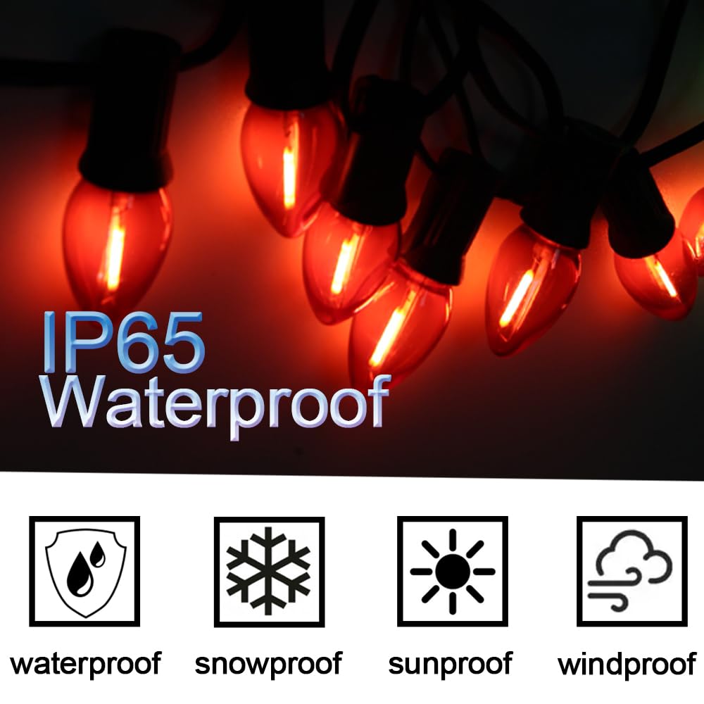 Neteha 25 Pack C7 Multicolor Led Replacement Christmas Light Bulb, C7 E12 Base 120V Waterproof Led Bulbs For Christmas Outdoor S