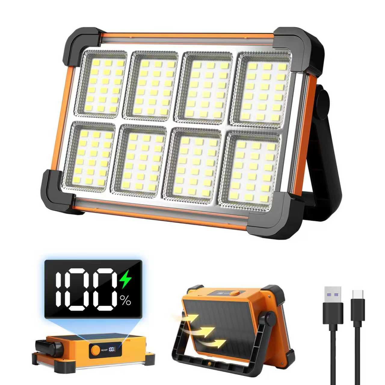 OYICAI Solar Work Light Rechargeable Lamps Camping Light 120W 6000mAh 144 LED Outdoor Work Light for Emergency Mechanic Repairin