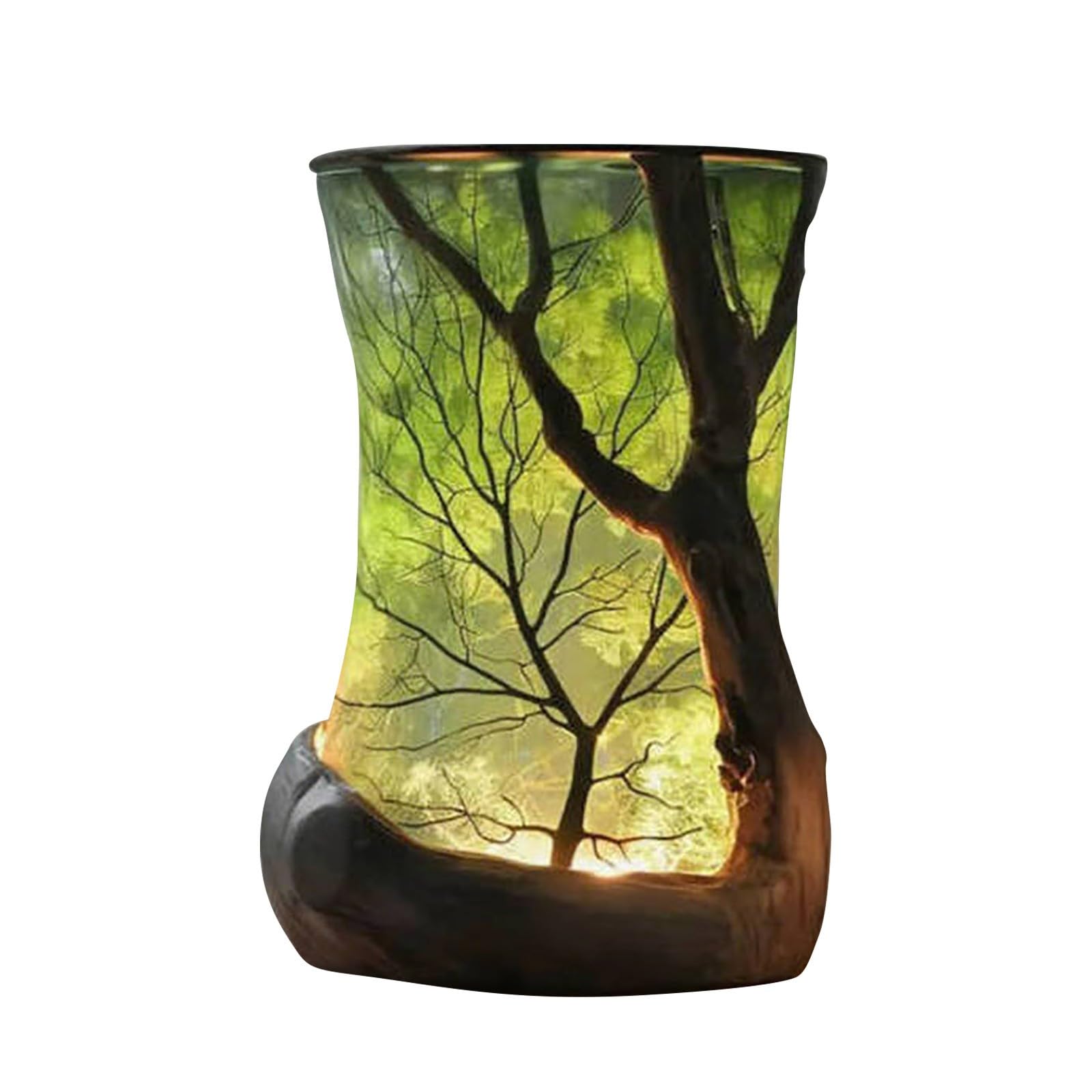 Lovskoo Forest Nature-Inspired Vintage Lantern Table Lamp for Bedrooms, Branches Night Light, Small Farmhouse Rustic End Table L
