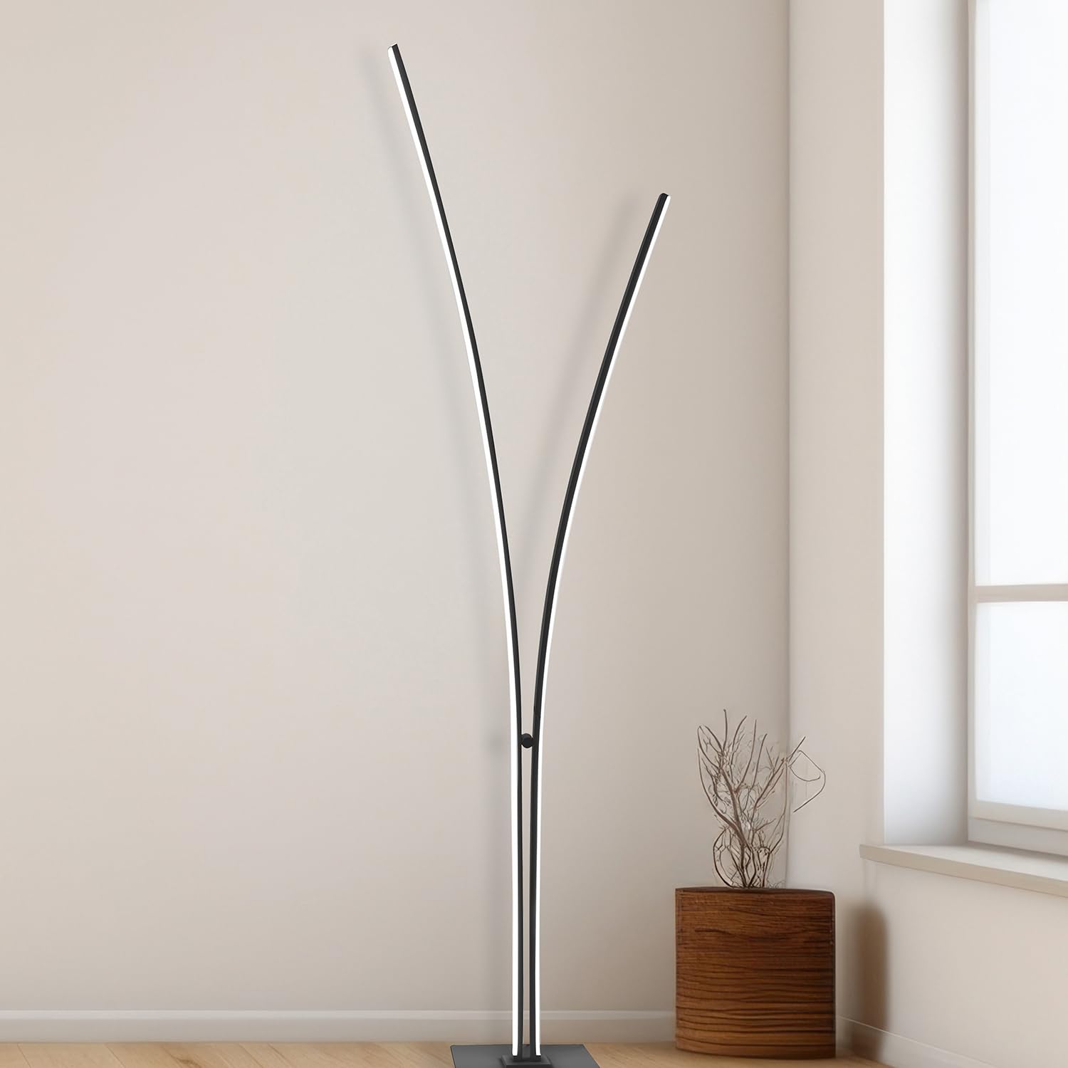 Dainolite 36W Matte Black Floor Lamp - Metal, Model VIN-6536LEDF-MB, Stylish Lighting for Modern Spaces