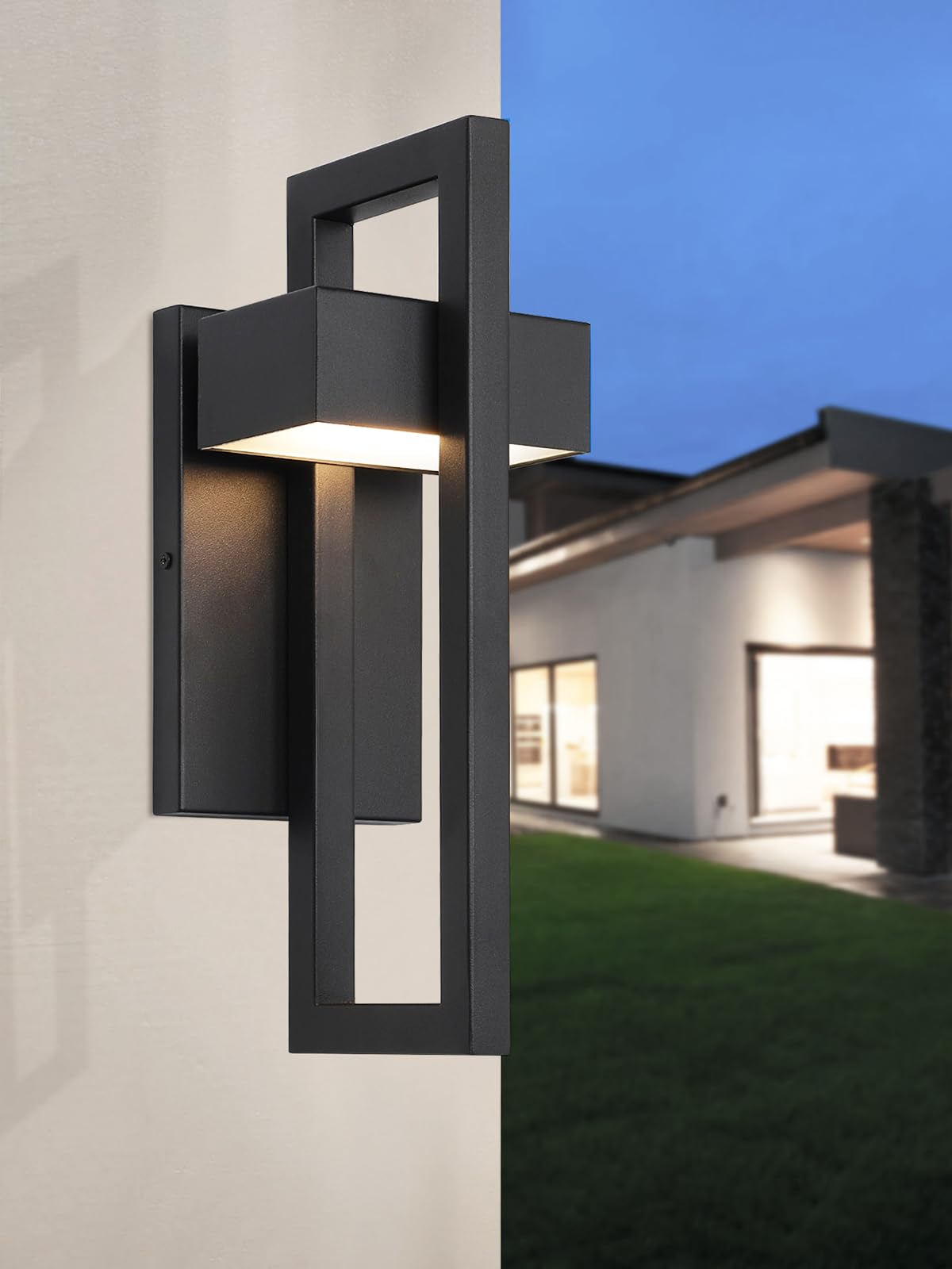 Lamqee 3000K Led Outdoor Wall Lights, Matte Black Sconce, 2 Pack For Porch & Garage