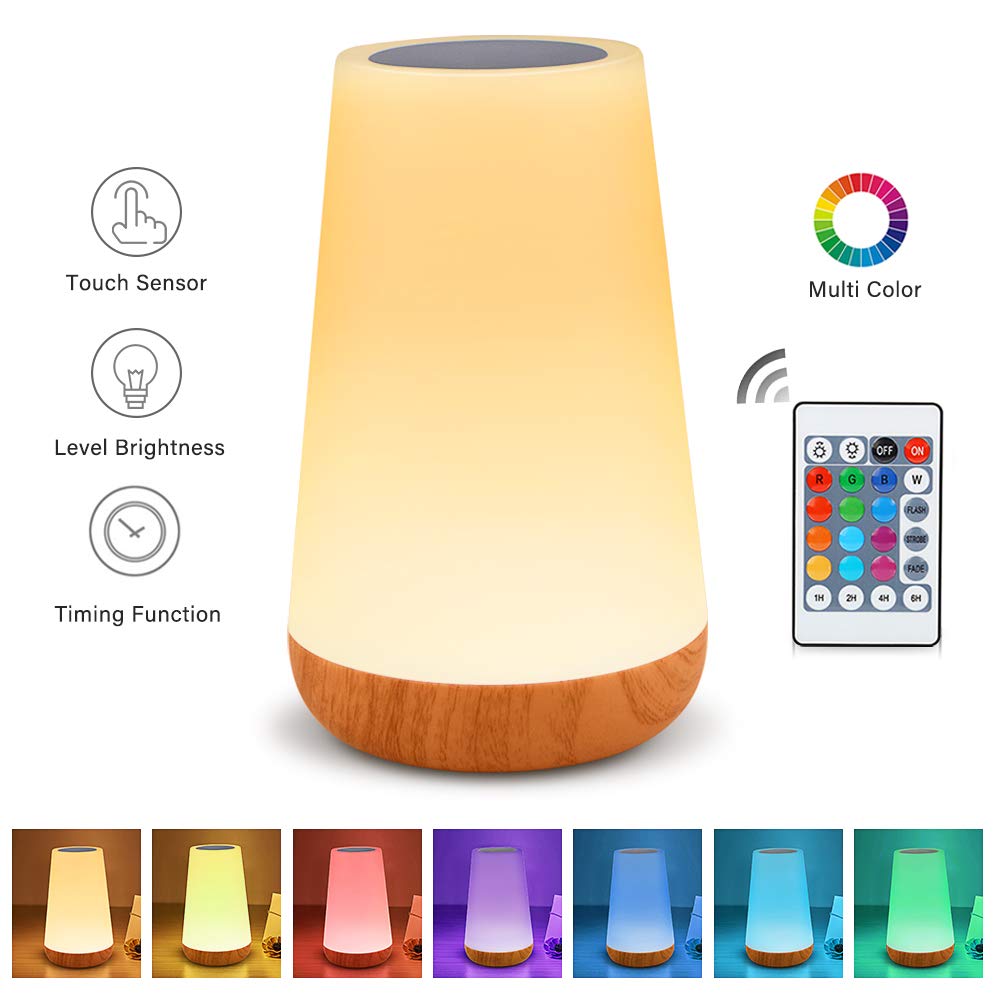Table Lamp Touch Night Light - Portable Sensor Remote Control Bedside Lamps with Quick Rechargeable USB Dimmable Warm White Ligh