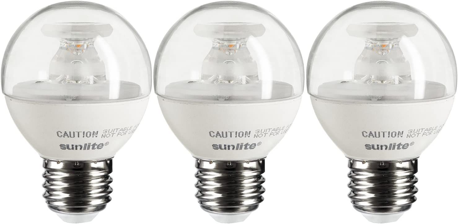 Sunlite G16 LED Light Bulb 5W Dimmable Energy Star 2700K Clear 3 Pack