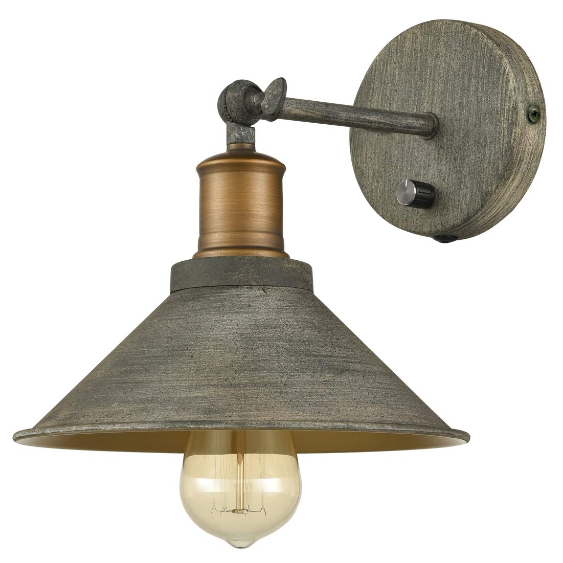 JEENKAE Vintage Wall Sconces Set of 2, Hardwired/Plug-in, Dark Charcoal Gray, Metal, Model T8856BU-C-LM-2