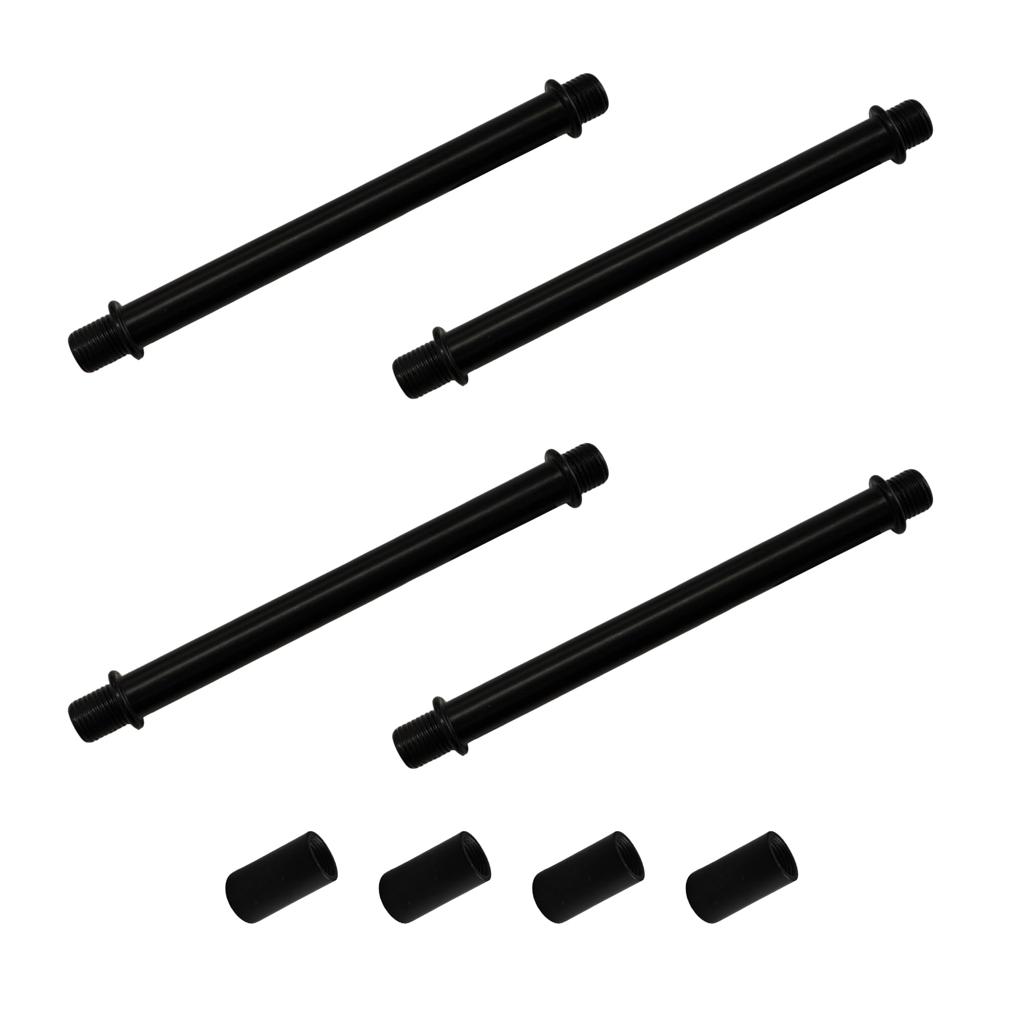 Auxbc 4 Sets 4.7” Straight Pipe Lamp Stem Kit - M10 Double End Threaded Black Lamp Parts For Diy Floor, Table & Ceiling Lights