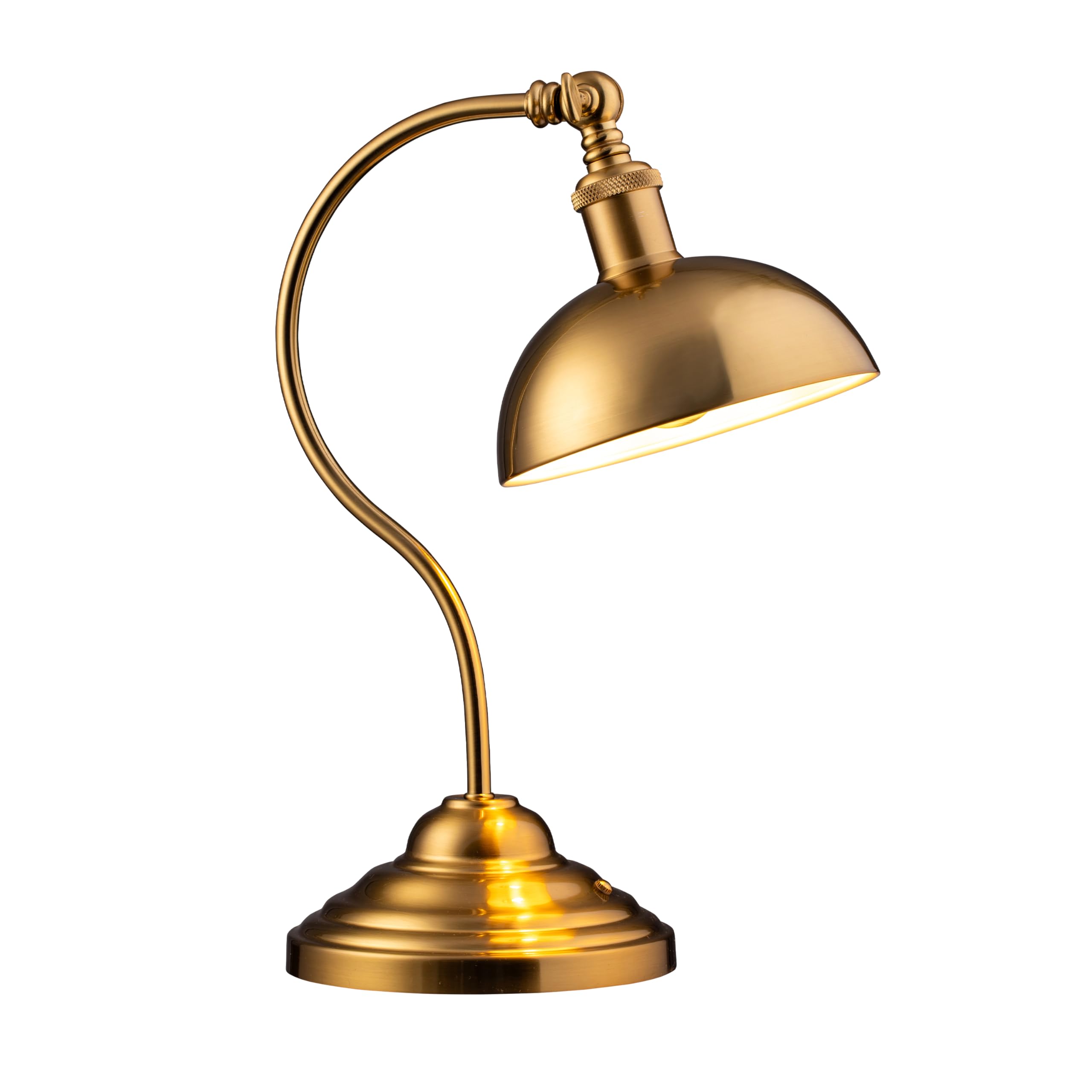 OBright Cordless LED Table Lamp, Rechargeable, 3-Level Dimming, Universal USB-C, Antique Brass, Model OB-TL23B