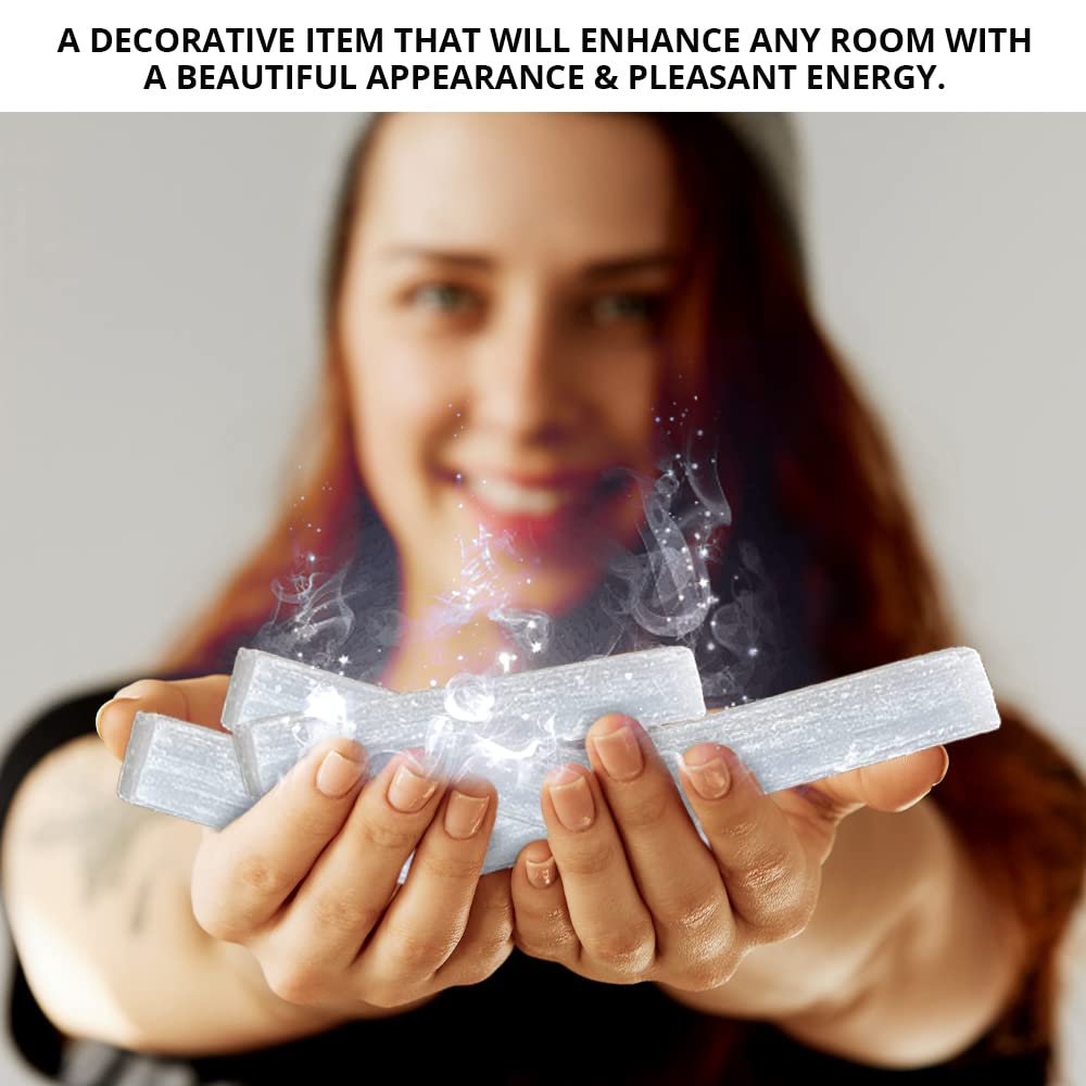 Himalayan Glow Selenite Crystal Sticks - 2 Lbs, White, Model 1031, Healing Stones, Tourmaline, Chakra Stone