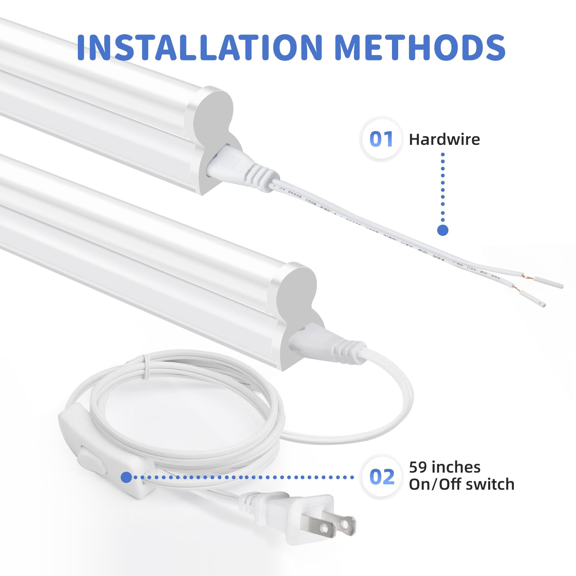 Hykolity 2 Pack Led Shop Light 4Ft, T5 Integrated Single Fixture, 22W, 2200Lm, 6500K Super Bright White, Linkable Shop Light, Ut